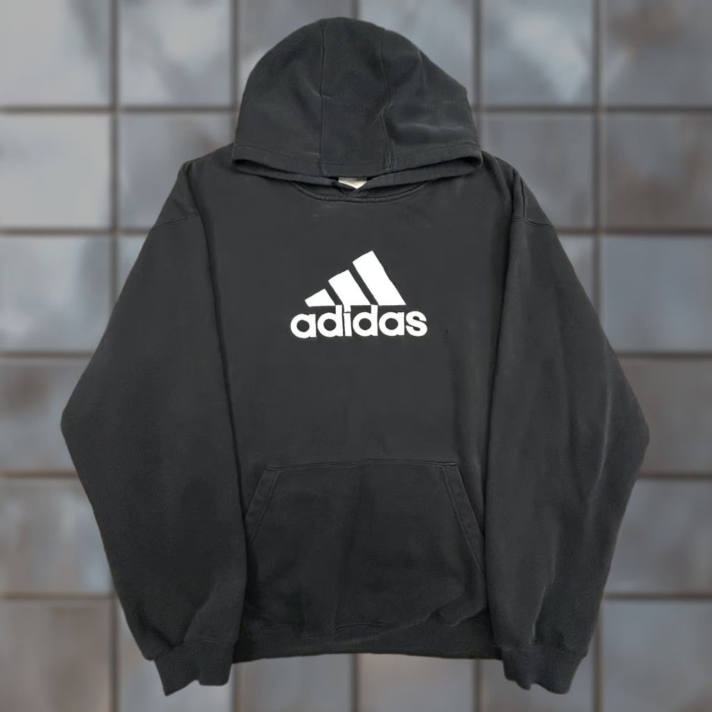 Adidas Vintage Adidas Hoodie Mens XL Black Faded Pullover Sweatshirt Big Logo Y2K Size US XL / EU 56 / 4 - 1 Thumbnail