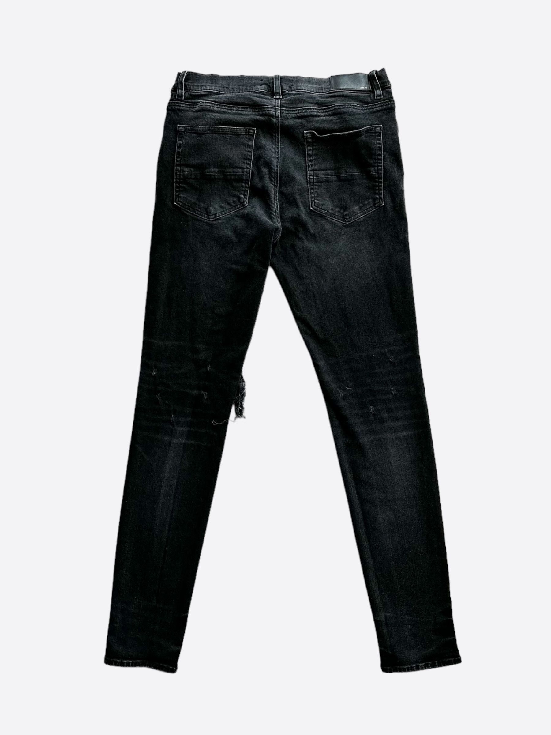 Amiri Amiri Washed Black Distressed Knee Jeans Size US 36 / EU 52 - 2 Thumbnail
