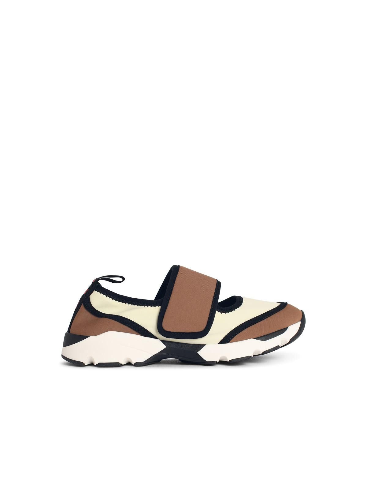 Marni MARNI 'Running Mary Jane' Sneakers In Brown And Cream Fabric Size US 9 / IT 39 - 1 Thumbnail