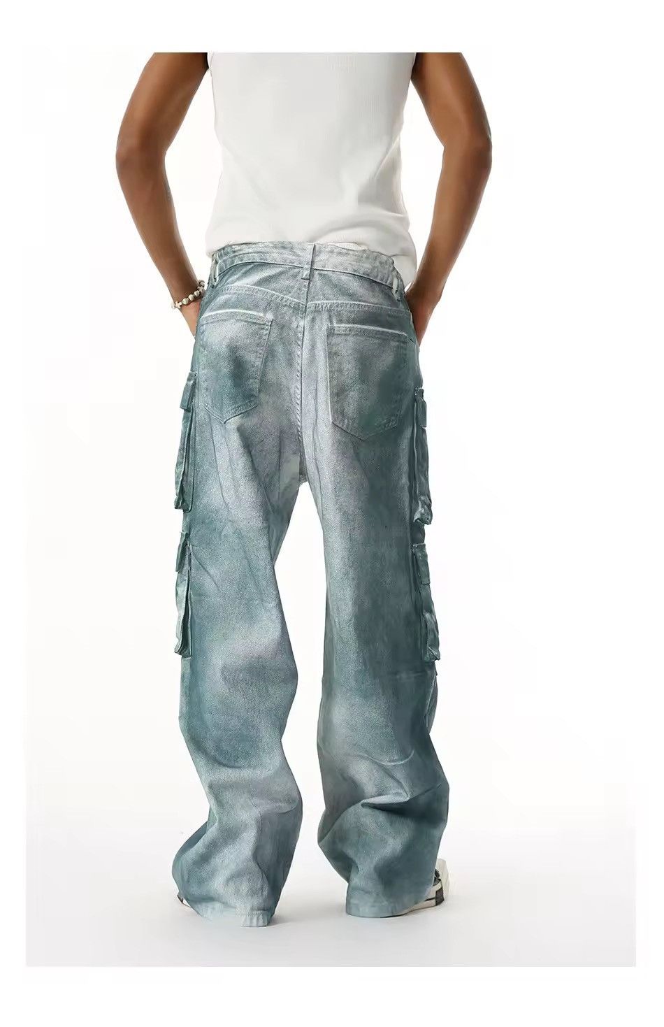 Jean Design Cargo Pockets Baggy Washed Y2k Jeans Size US 33 - 6 Thumbnail