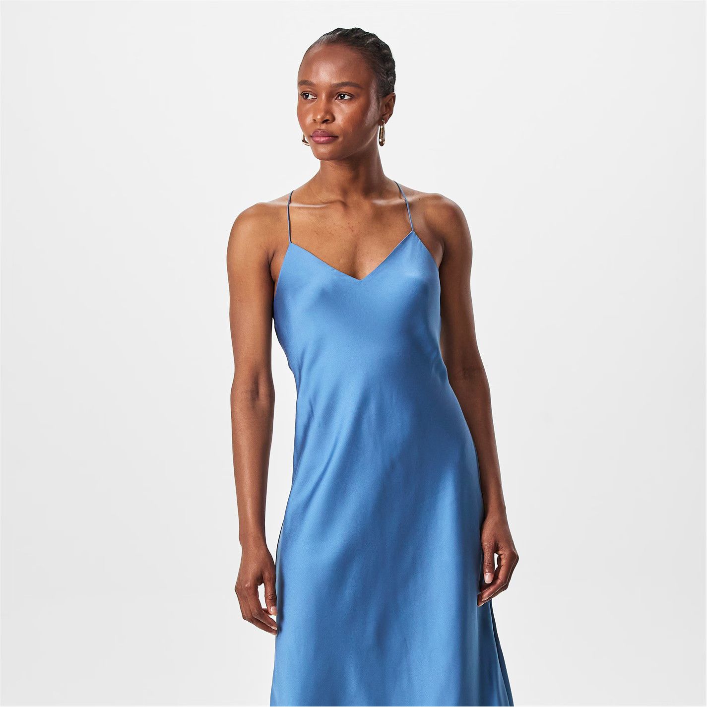 Lauren Ralph Lauren o1g2r1mq0825 Nokithe Midi Dress in Pale Azure Size XL / US 12-14 / IT 48-50 - 2 Thumbnail