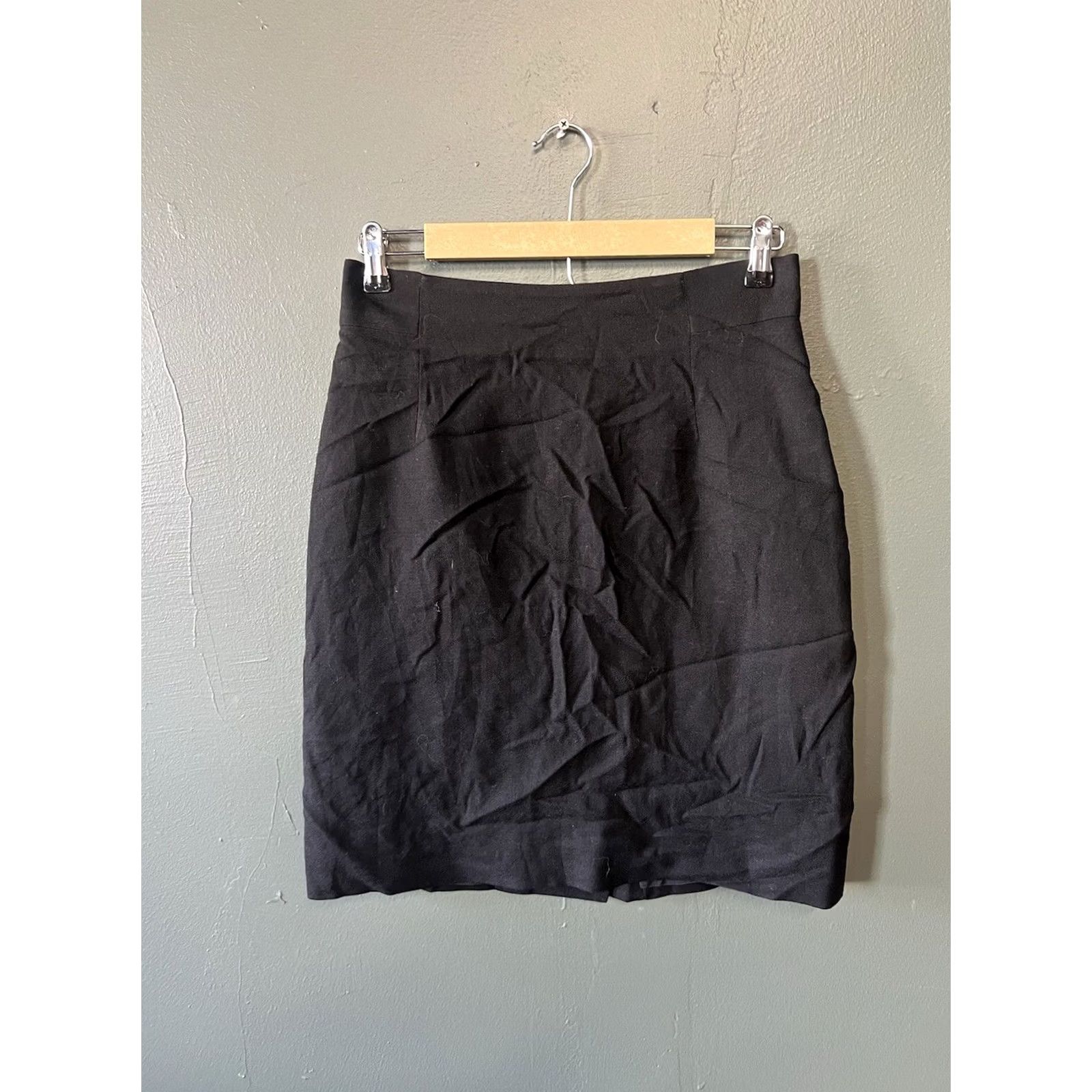 Bebe VINTAGE Bebe Womens Black 100% Wool A-line Skirt Made in USA Size 10 Size 32" / US 10 / IT 46 - 2 Thumbnail