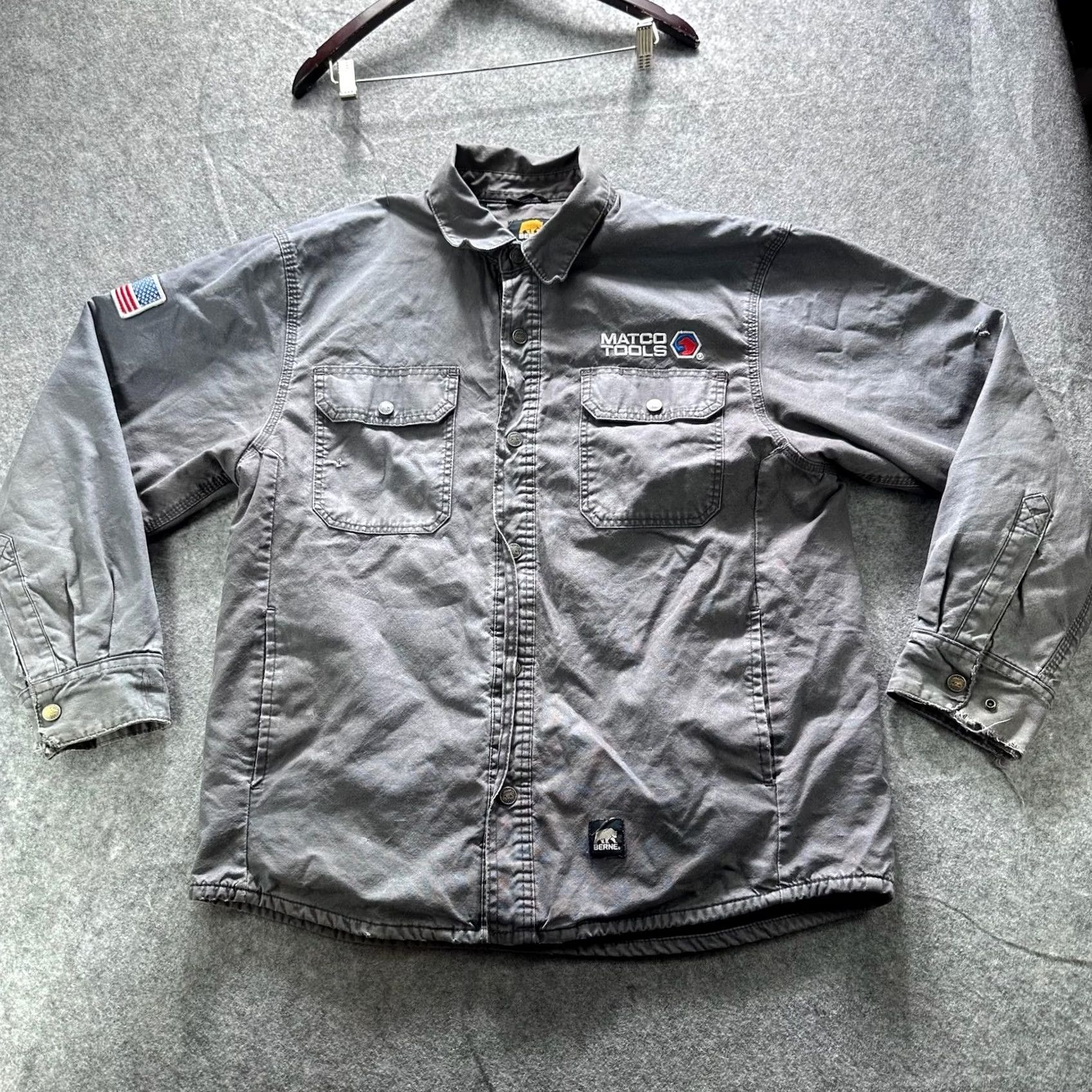 Vintage VINTAGE Berne Jacket Mens L Gray Matco Tools Canvas Flannel Lined Workwear USA Flag Size US L / EU 52-54 / 3 - 2 Thumbnail