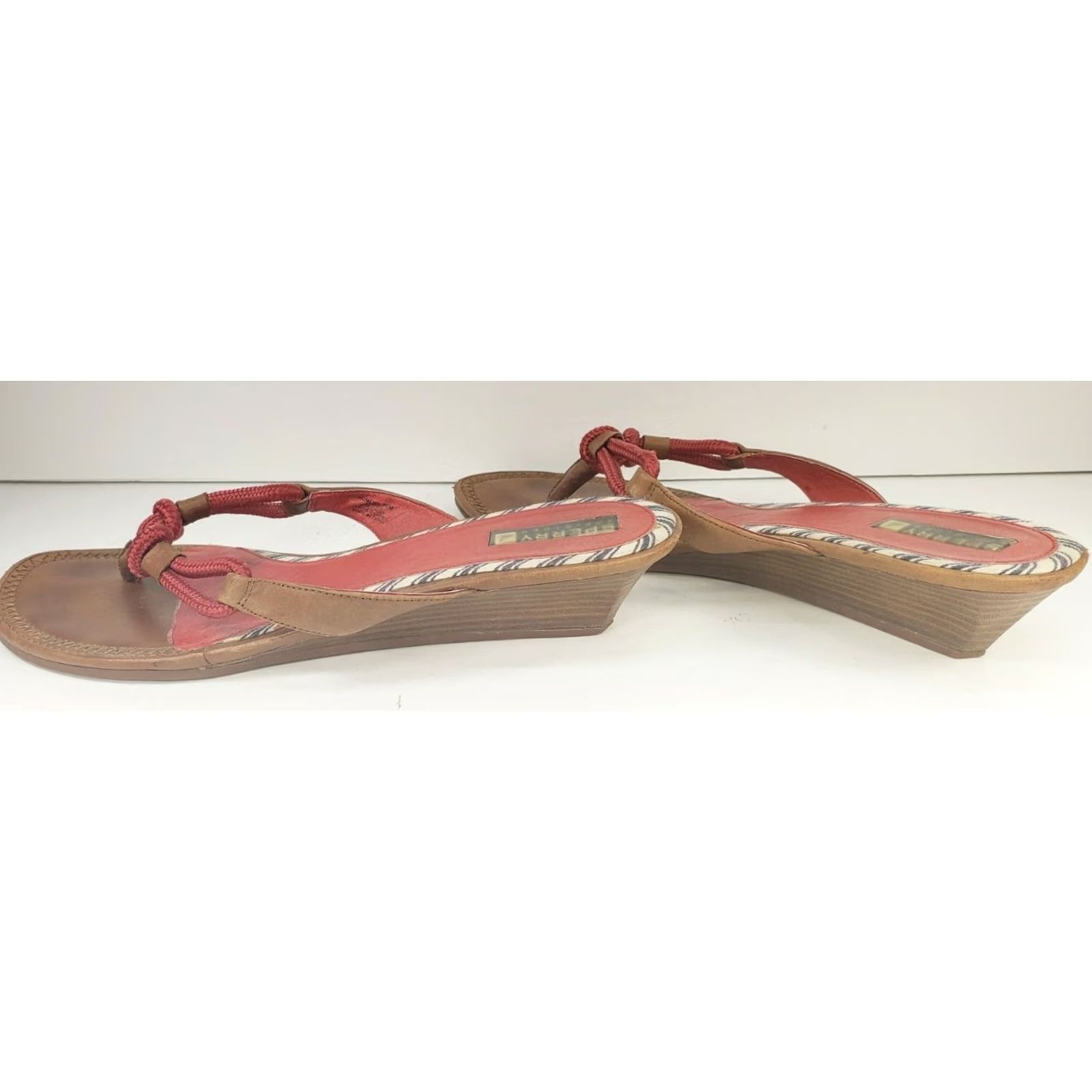 Sperry Sperry Top-Sider Women's Wedge Sandal Size 10M Red Slip On Non-Marking Thong Casual Rope Work Size L / US 10 / IT 46 - 7 Thumbnail