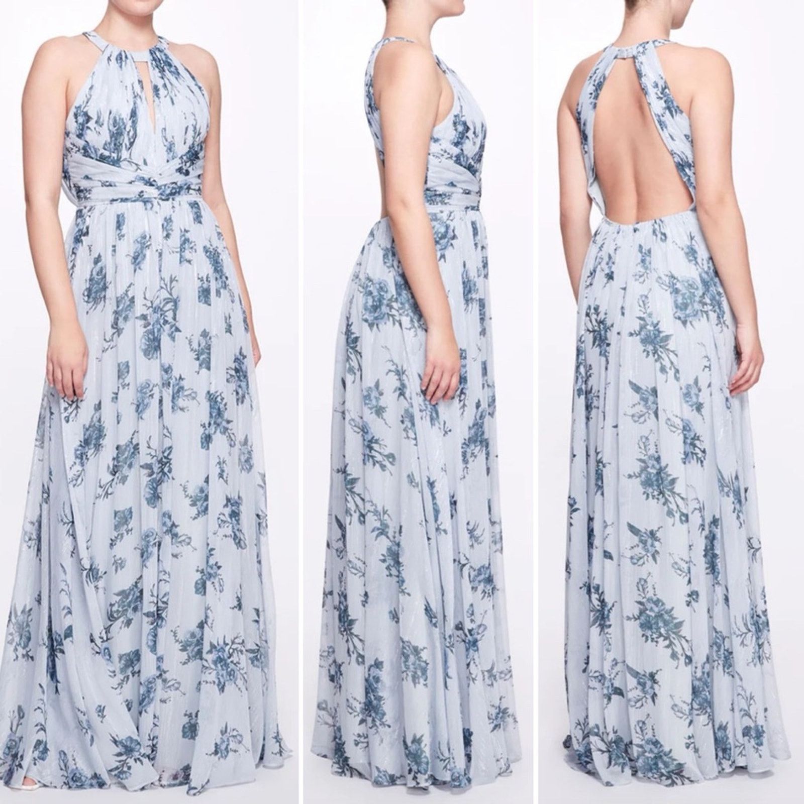 Marchesa Marchesa Notte $395 Carrara Blue Bridesmaid Floral Gown 6 Size M / US 6-8 / IT 42-44 - 1 Thumbnail
