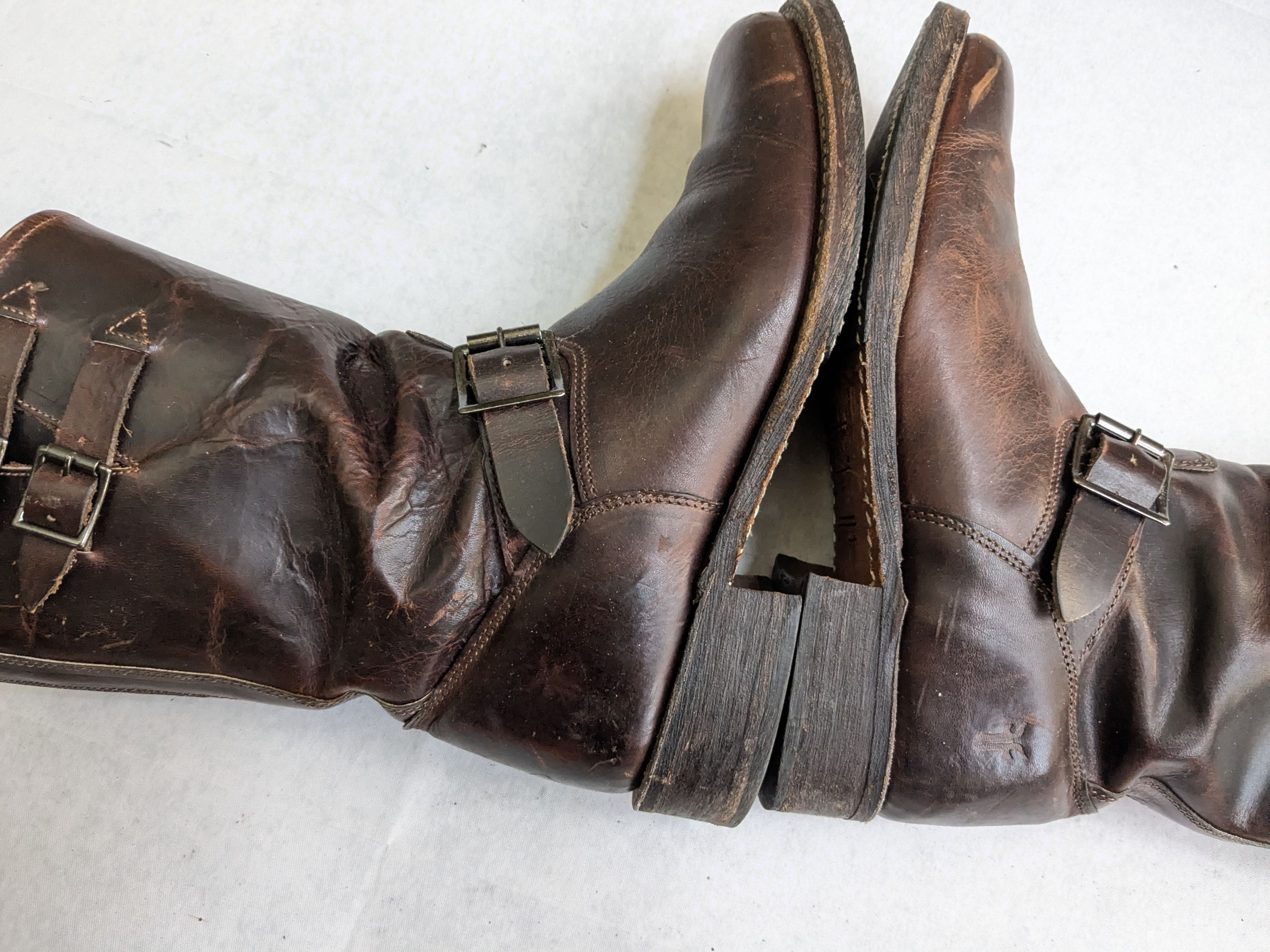 Frye Frye Harnesses Boots Brown 8.5 M Leather Buckle Size US 8.5 / EU 41-42 - 10 Thumbnail