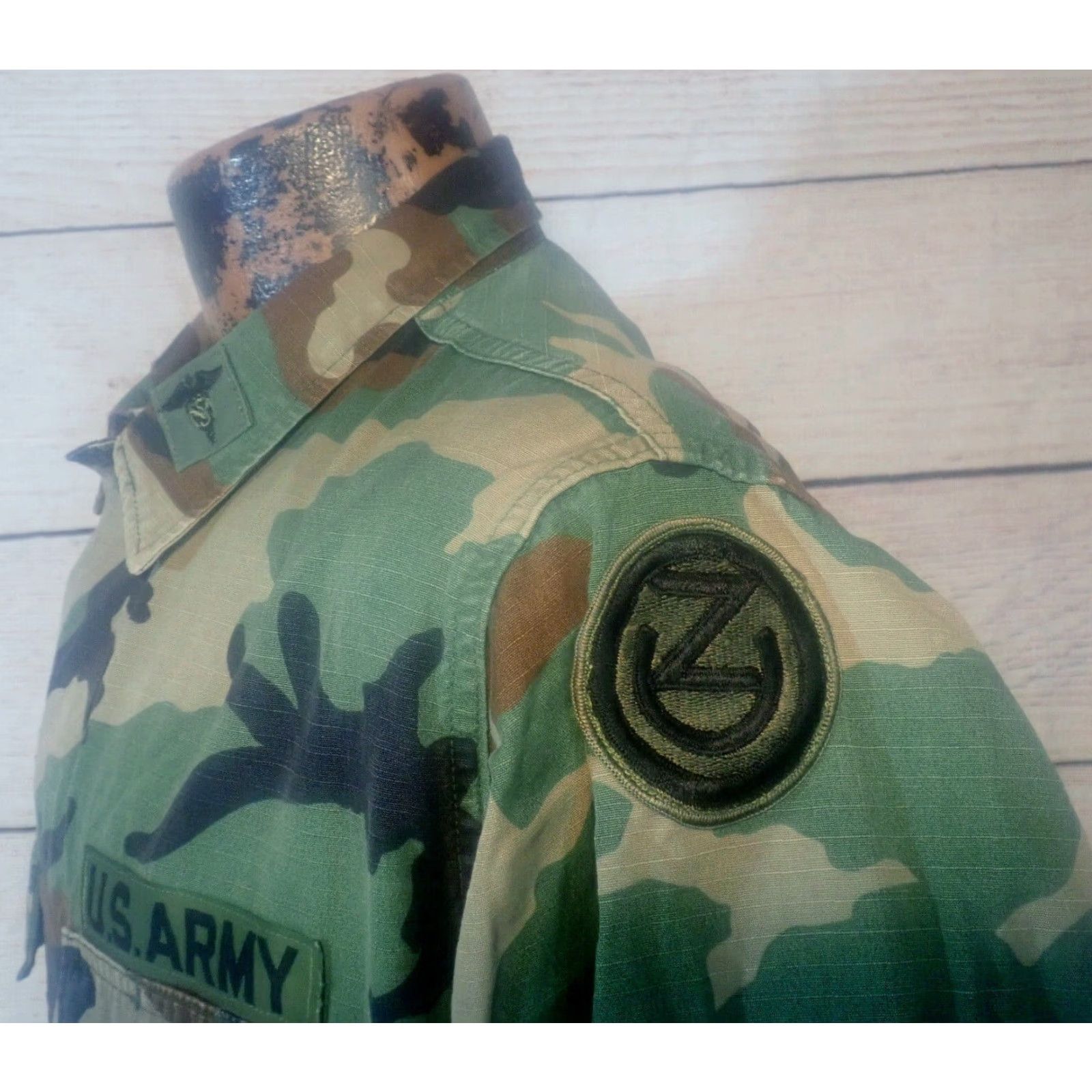 Vintage VINTAGE 80s US Army 102nd Infantry Division Woodland Camo Field Jacket Mens Small Military Camouflage All Decades Size US S / EU 44-46 / 1 - 4 Thumbnail