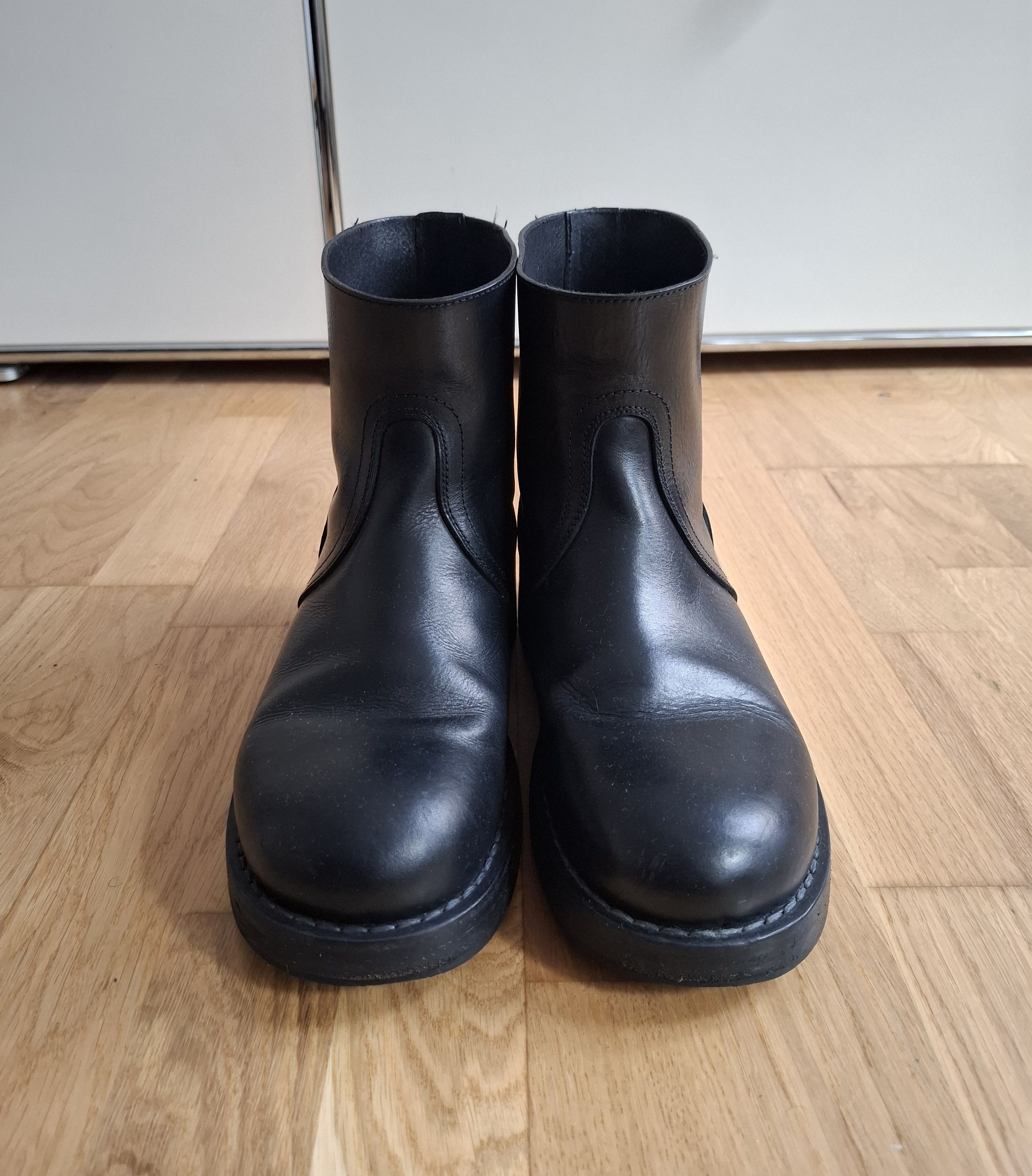 Raf Simons Black debossed-text Leather Ankle Boots Size US 8 / EU 41 - 7 Thumbnail