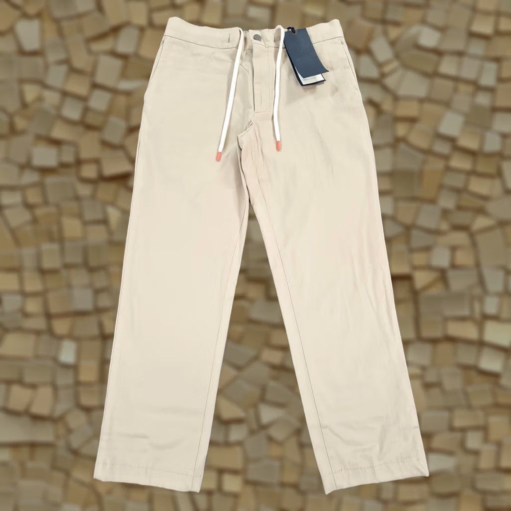 Vintage Spoke Mens Chino Trousers Beige W31 L25 Stretch Cotton Elastic Waist Flat Front Slim Regular Size US 31 - 1 Thumbnail