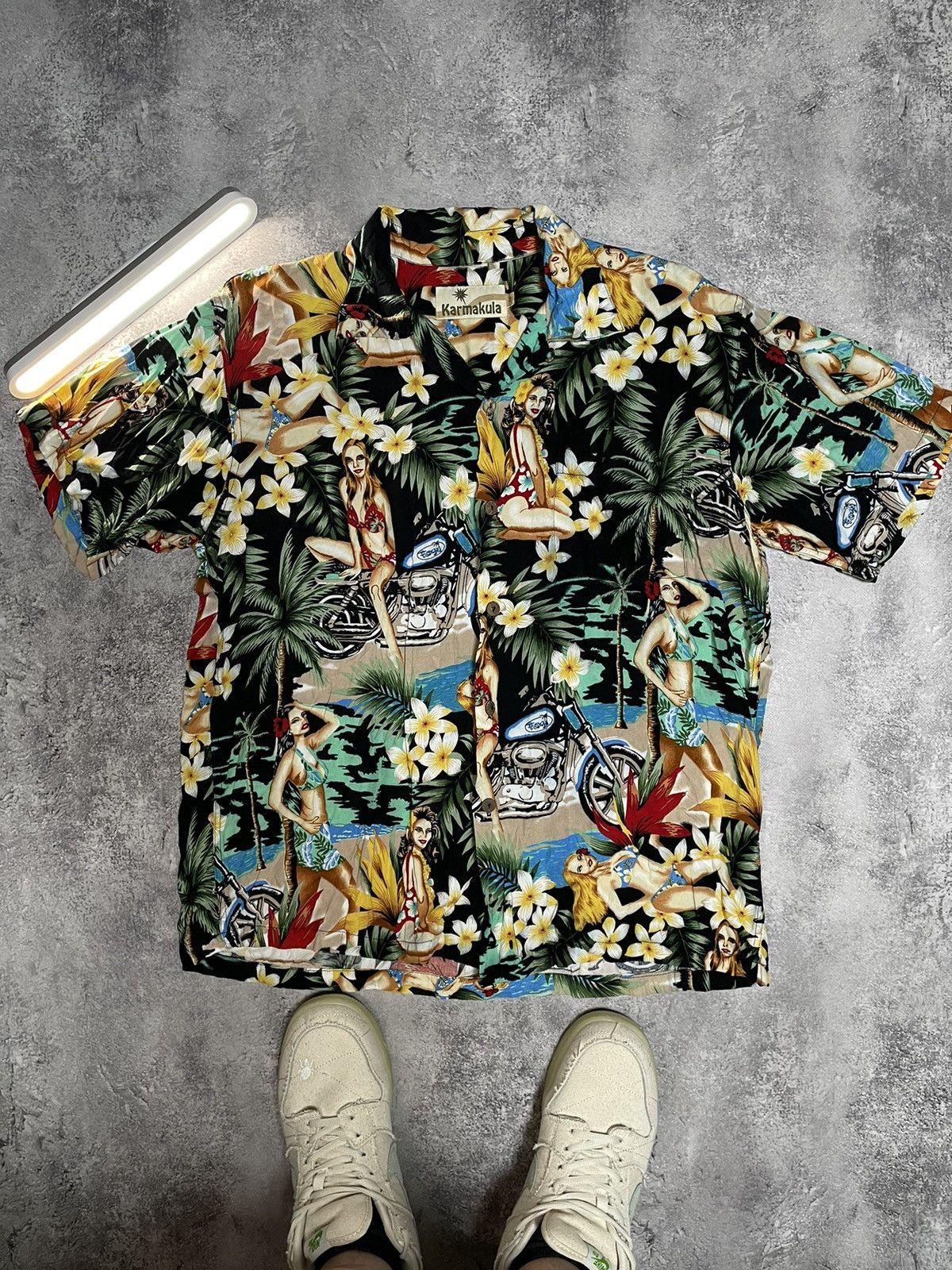 Mambo Rare VTG Mambo Style Hula Girl Rayon Aloha Hawaiian Shrt Size US M / EU 48-50 / 2 - 2 Thumbnail