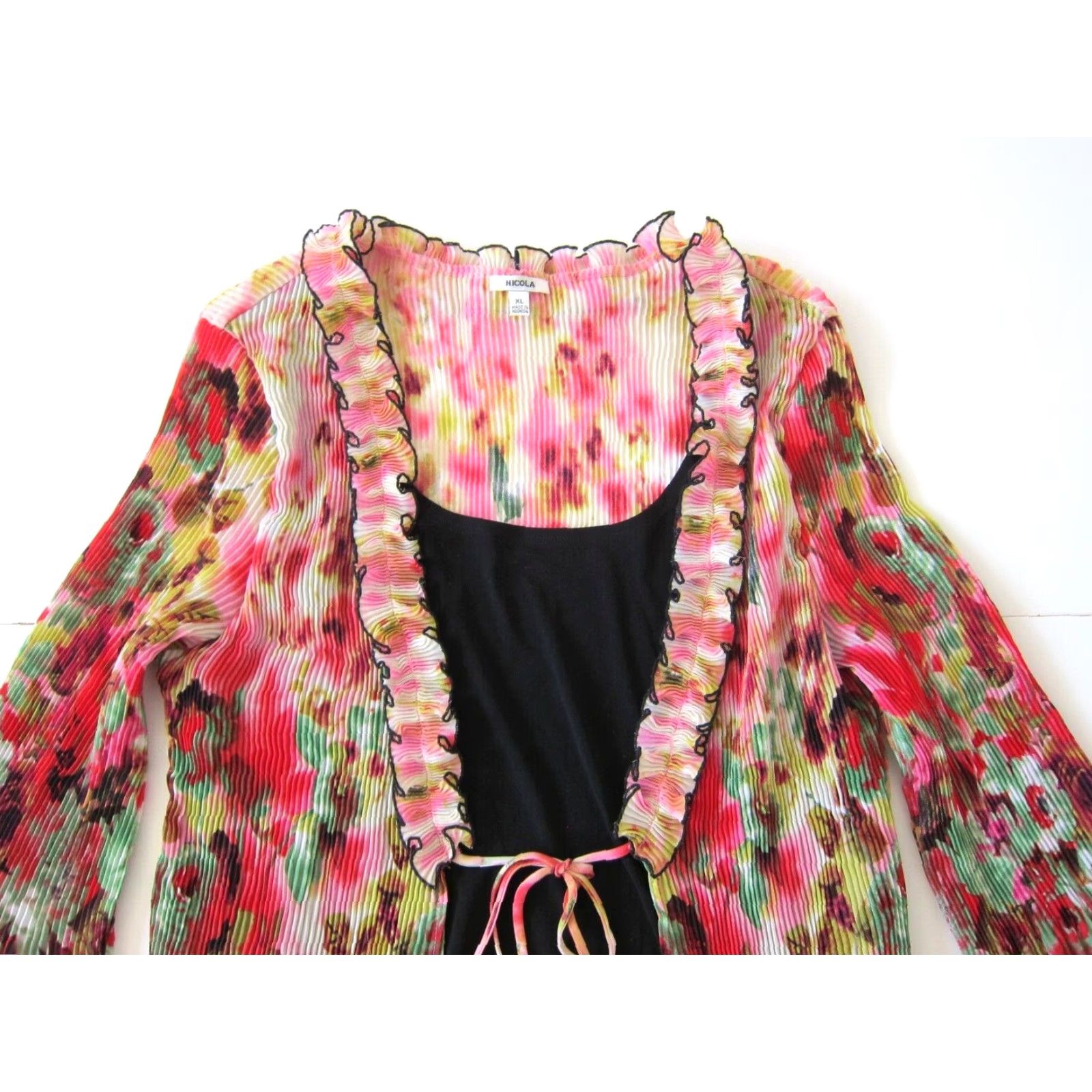 Vintage VINTAGE Nicola Blouse Tunic Cardigan Pink Floral 3/4 Sleeve XL Womens Nike Size XL / US 12-14 / IT 48-50 - 3 Thumbnail