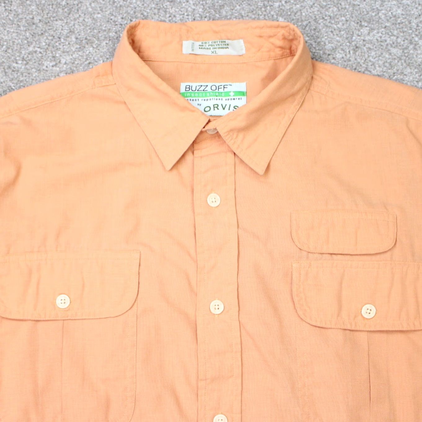 Orvis Orvis Shirt Mens XL Orange Buzz Off Insect Shield Cotton/Poly Long Sleeve Button Size US XL / EU 56 / 4 - 4 Thumbnail