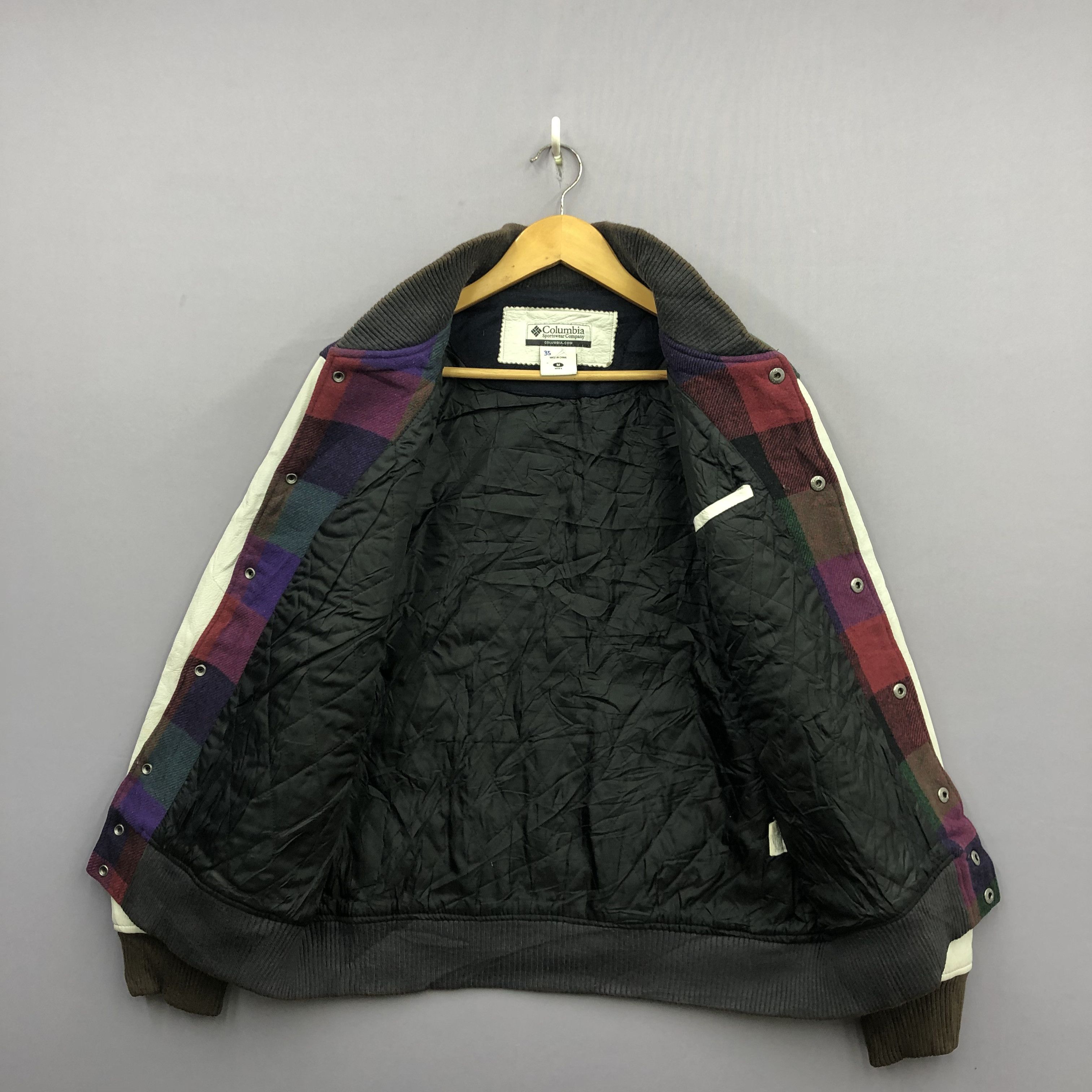 Columbia × Vintage Vintage Columbia Plaid Leather Varsity Wool Jackets Size US S / EU 44-46 / 1 - 6 Thumbnail