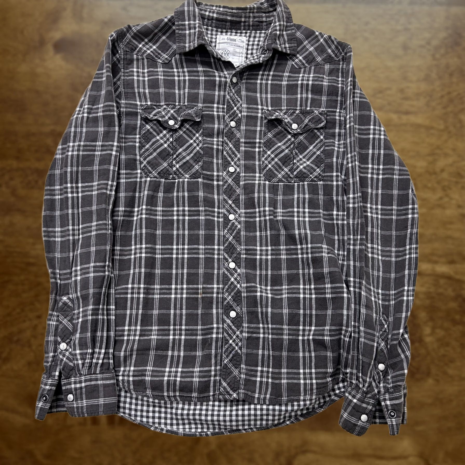Vintage Y2K 44MM Flannel Shirt Mens Medium Gray Plaid Long Sleeve Snap Button Up Western Size US M / EU 48-50 / 2 - 1 Thumbnail