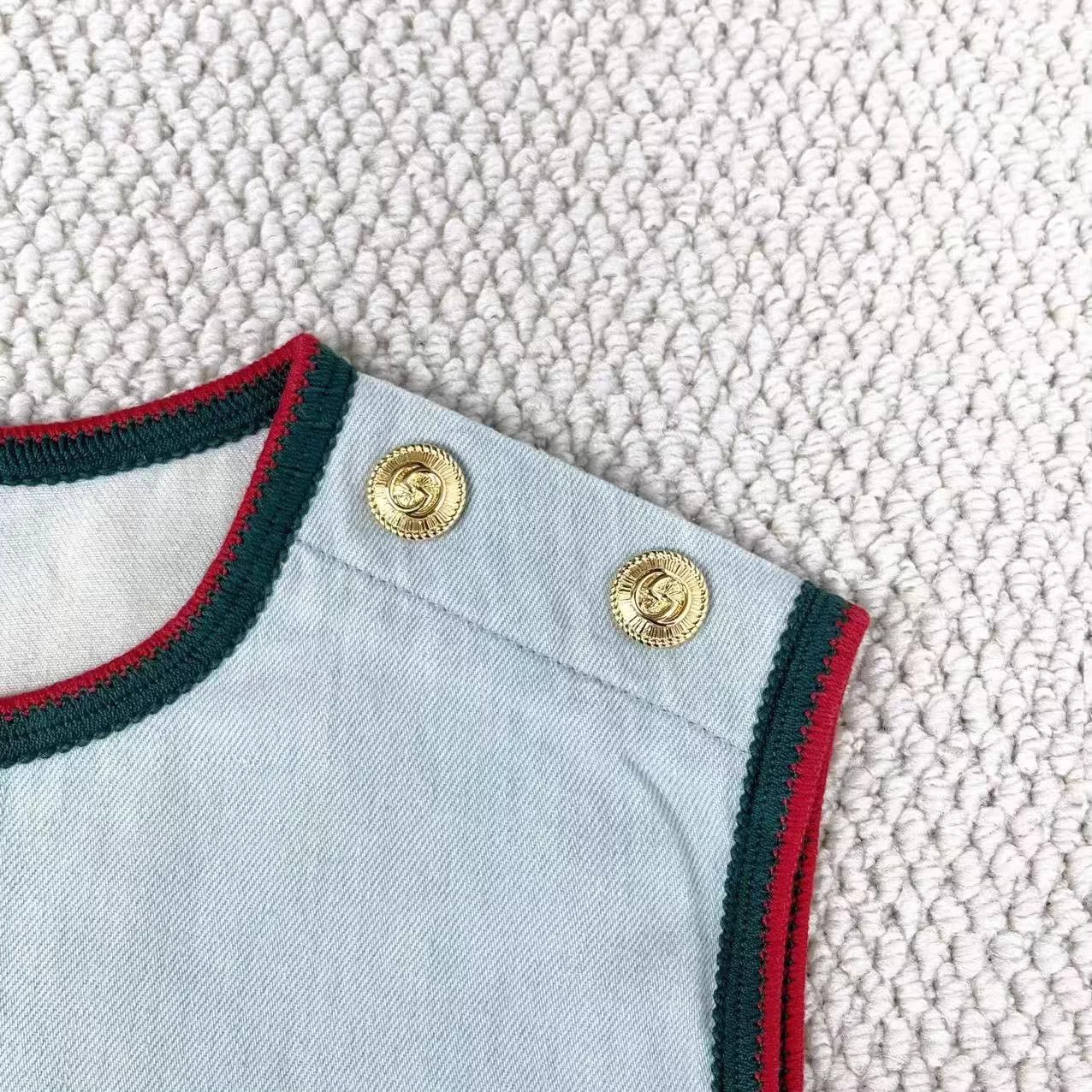 Gucci Gucci Light Denim Red/Green Web GG Buckle Vest Dress 42 Size M / US 6-8 / IT 42-44 - 4 Thumbnail