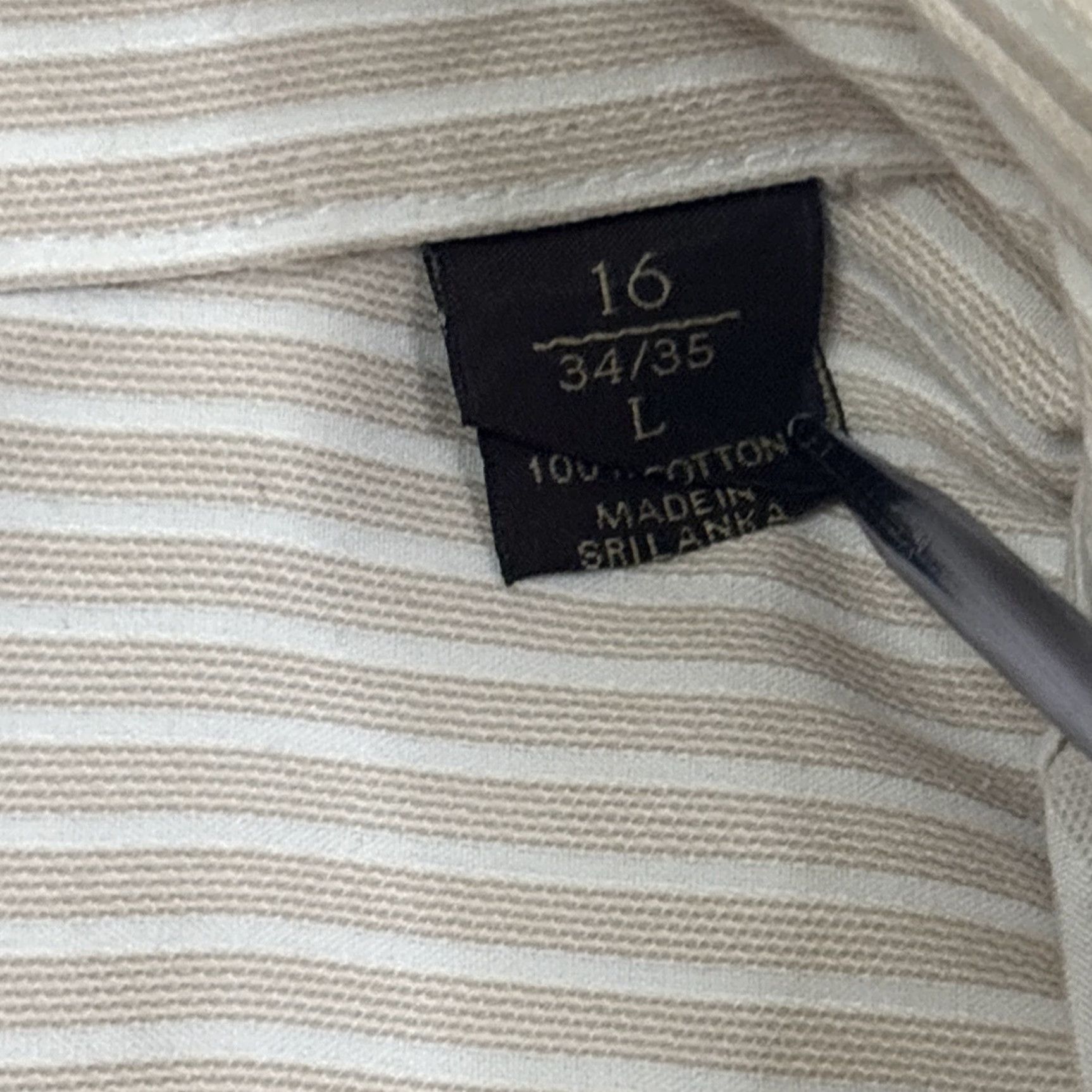 Tasso Elba Tasso Elba Dress Shirt Men L Regular Fit French Cuff Non-Iron Striped Beige Size 42R - 6 Thumbnail
