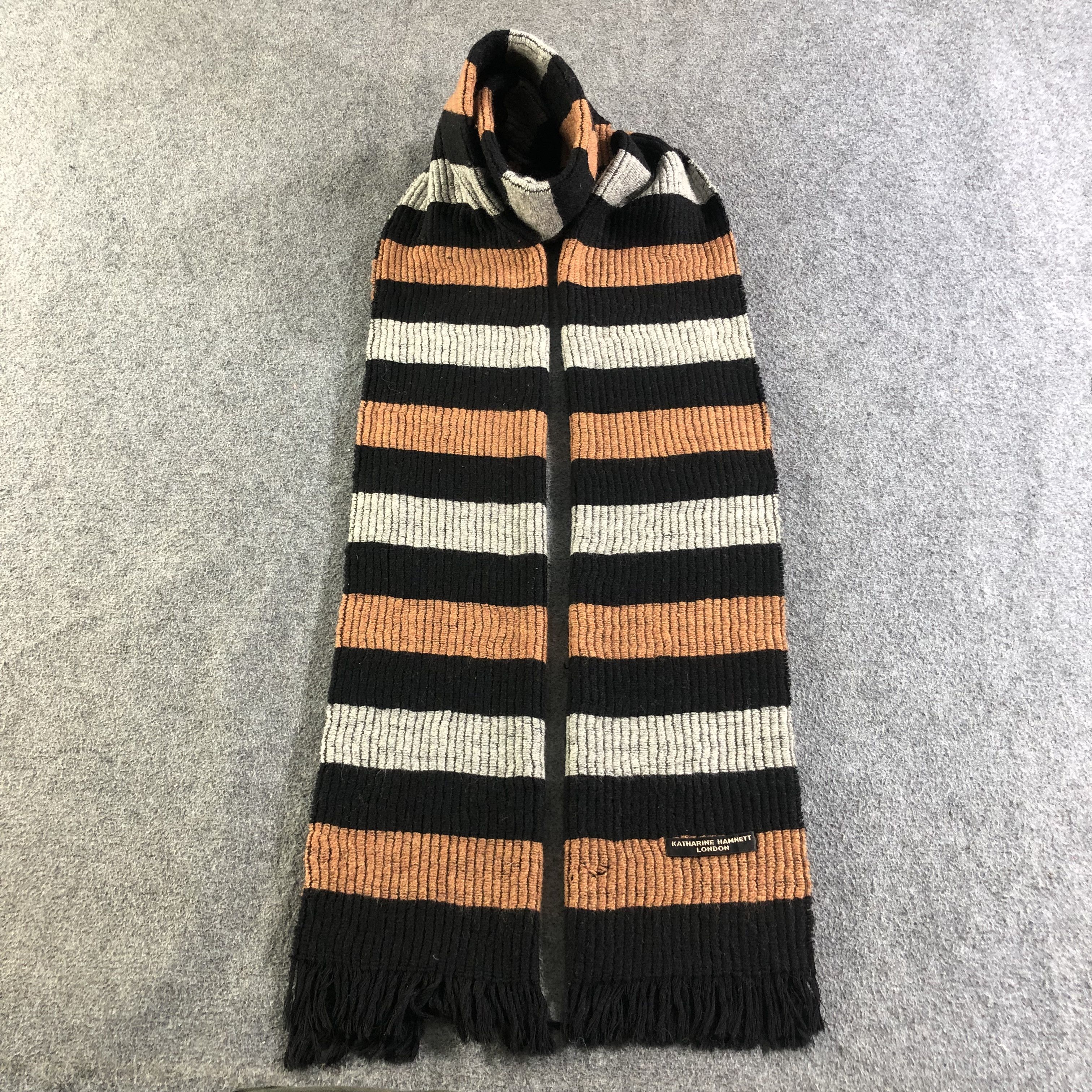 Katharine Hamnett London Katharine Hamnett London Striped Wool Scarf Muffler V2512 Size ONE SIZE - 1 Thumbnail
