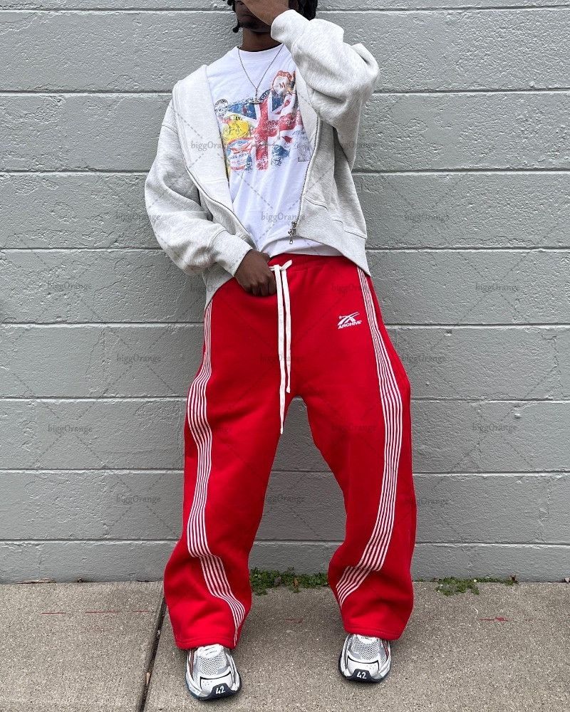 Japanese Brand × Vintage Knitted Stripe Baggy Pants Size US 34 / EU 50 - 2 Thumbnail