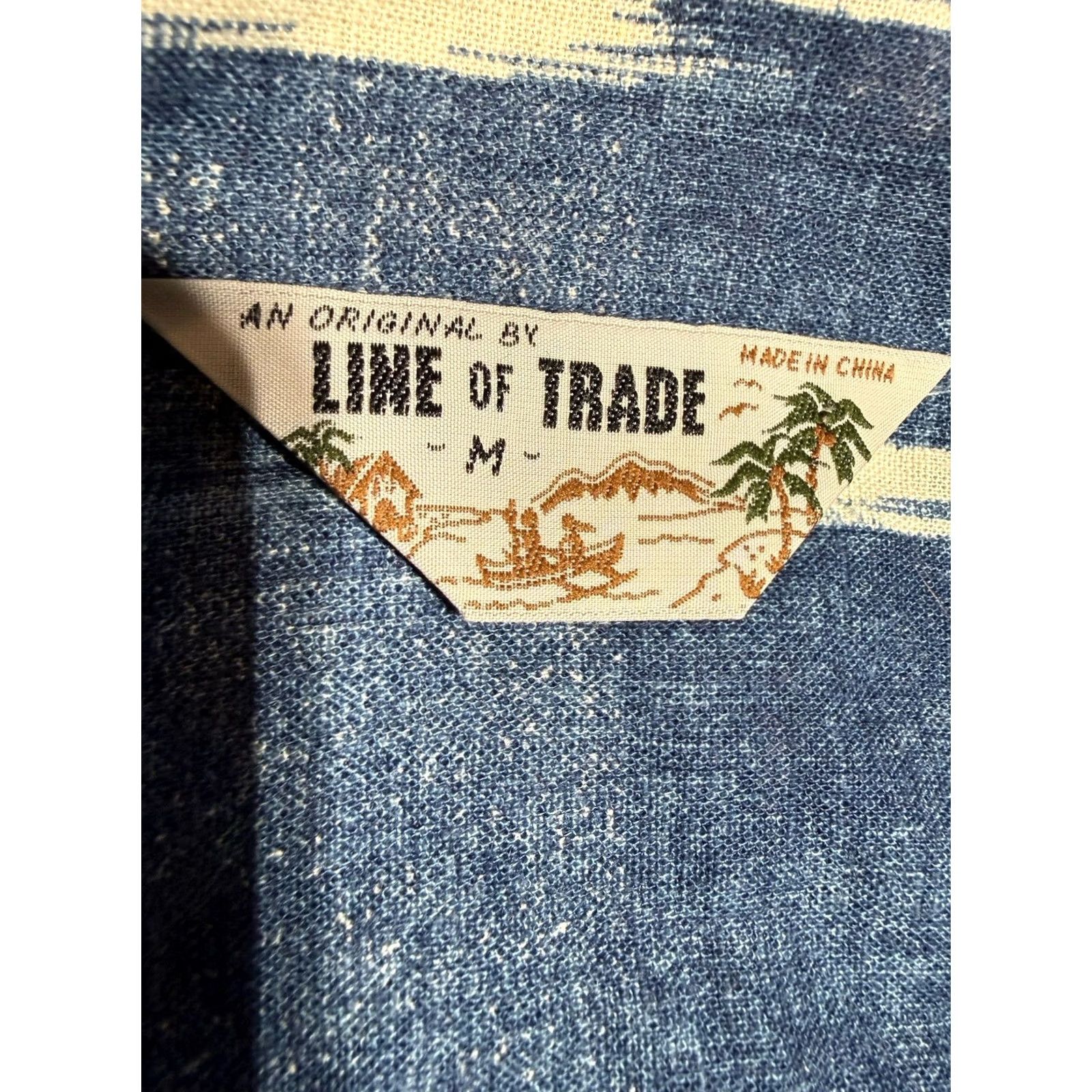 Linea Line Of Trade Shirt Men Medium Blue Hawaiian Linen Blend Loop Collar Camp Size US M / EU 48-50 / 2 - 4 Thumbnail