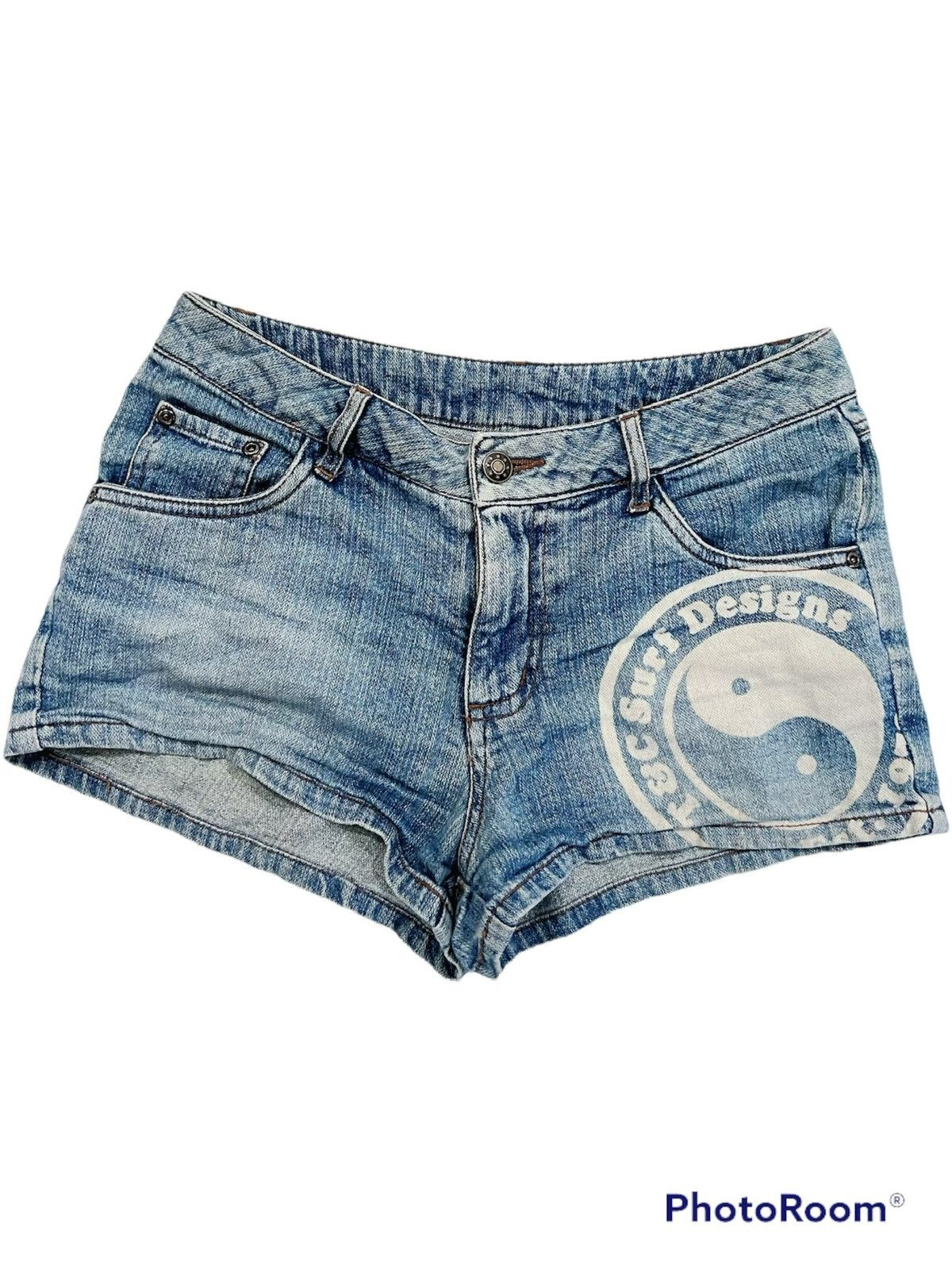 Japanese Brand Vintage Y2k Yin Yang denim shorts ☯️ Size 27" / US 4 / IT 40 - 1 Thumbnail