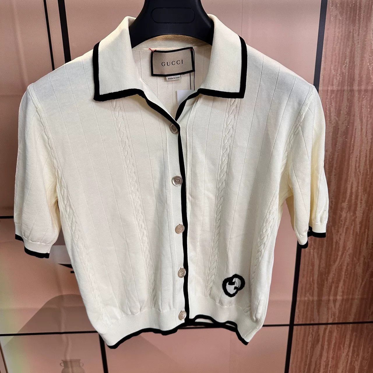 Gucci Gucci New Ivory Jacquard Knit Short Sleeve Size M / US 6-8 / IT 42-44 - 1 Thumbnail