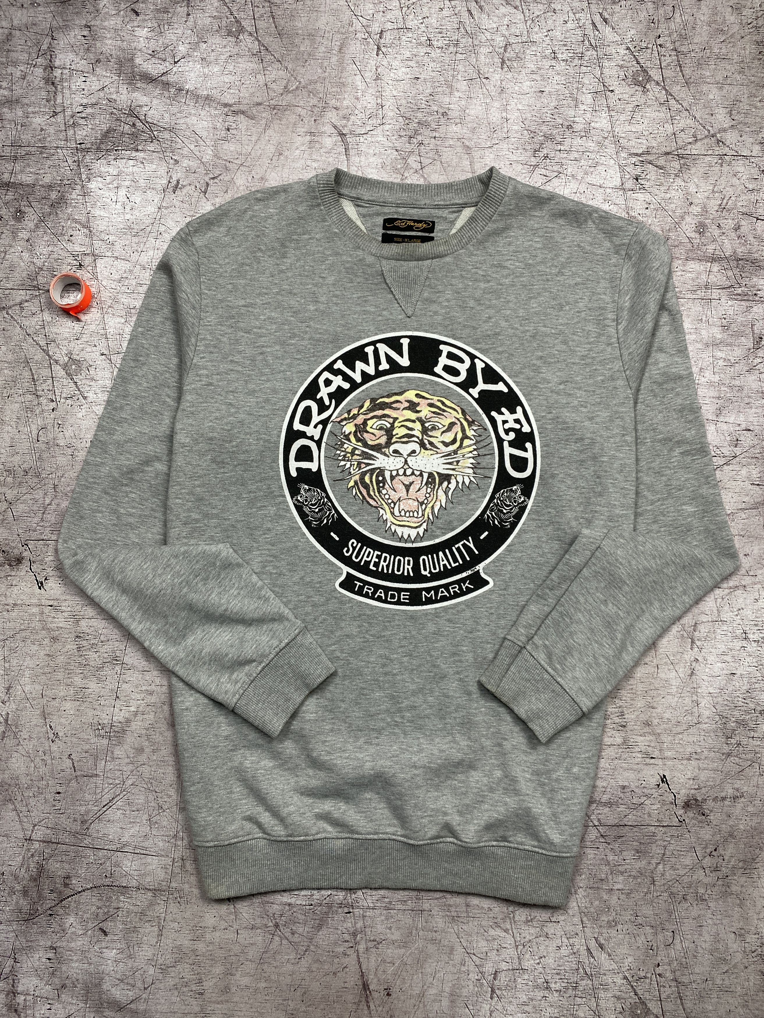 Christian Audigier × Ed Hardy × Vintage Ed Hardy Vintage Mens Big Logo Crew Neck Sweatshirt Y2K Size US XL / EU 56 / 4 - 1 Thumbnail