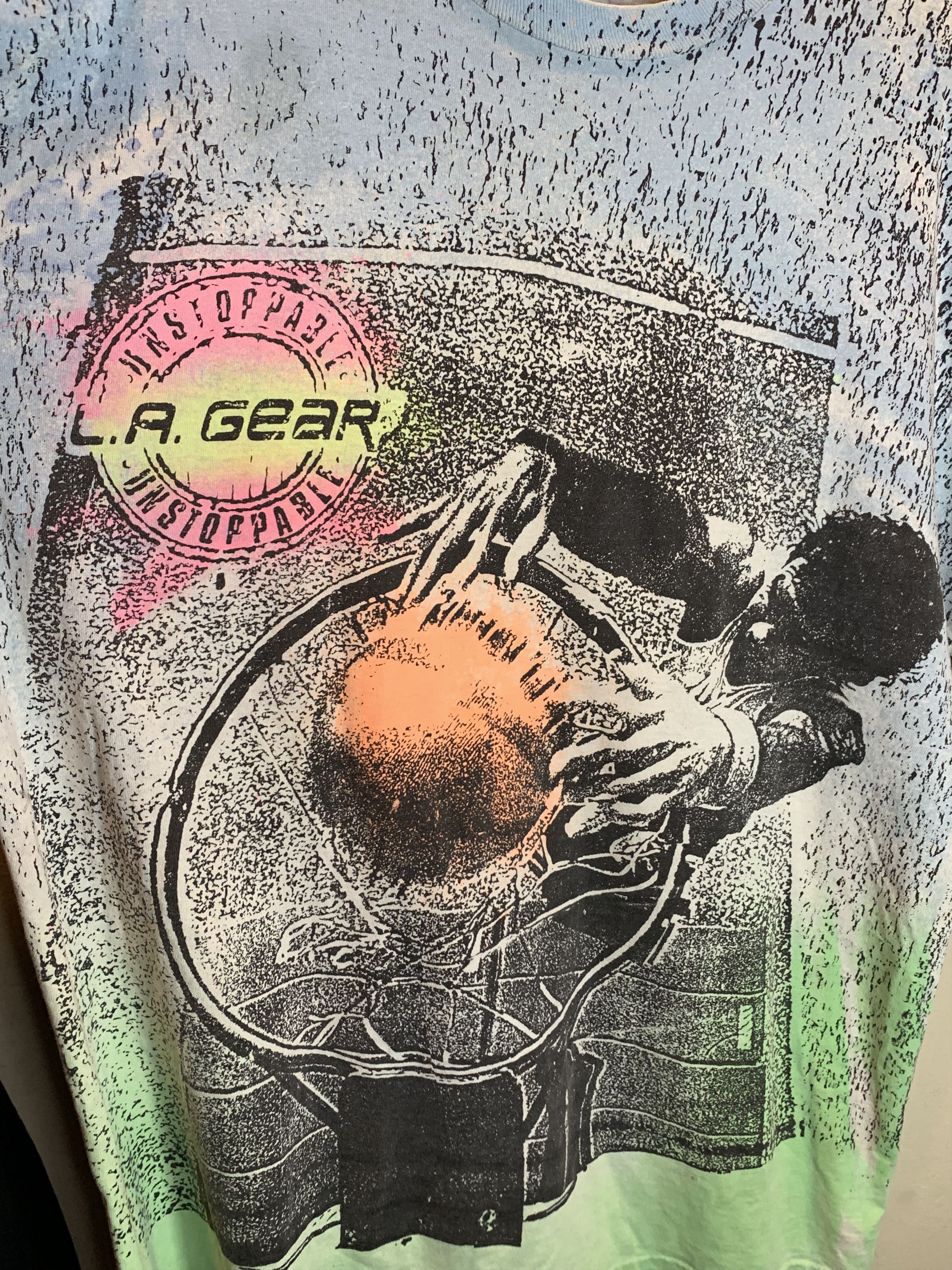 La Gear RARE Vintage LA Gear Basketball Dunk AOP Single Stitch Shirt Size US XL / EU 56 / 4 - 3 Thumbnail