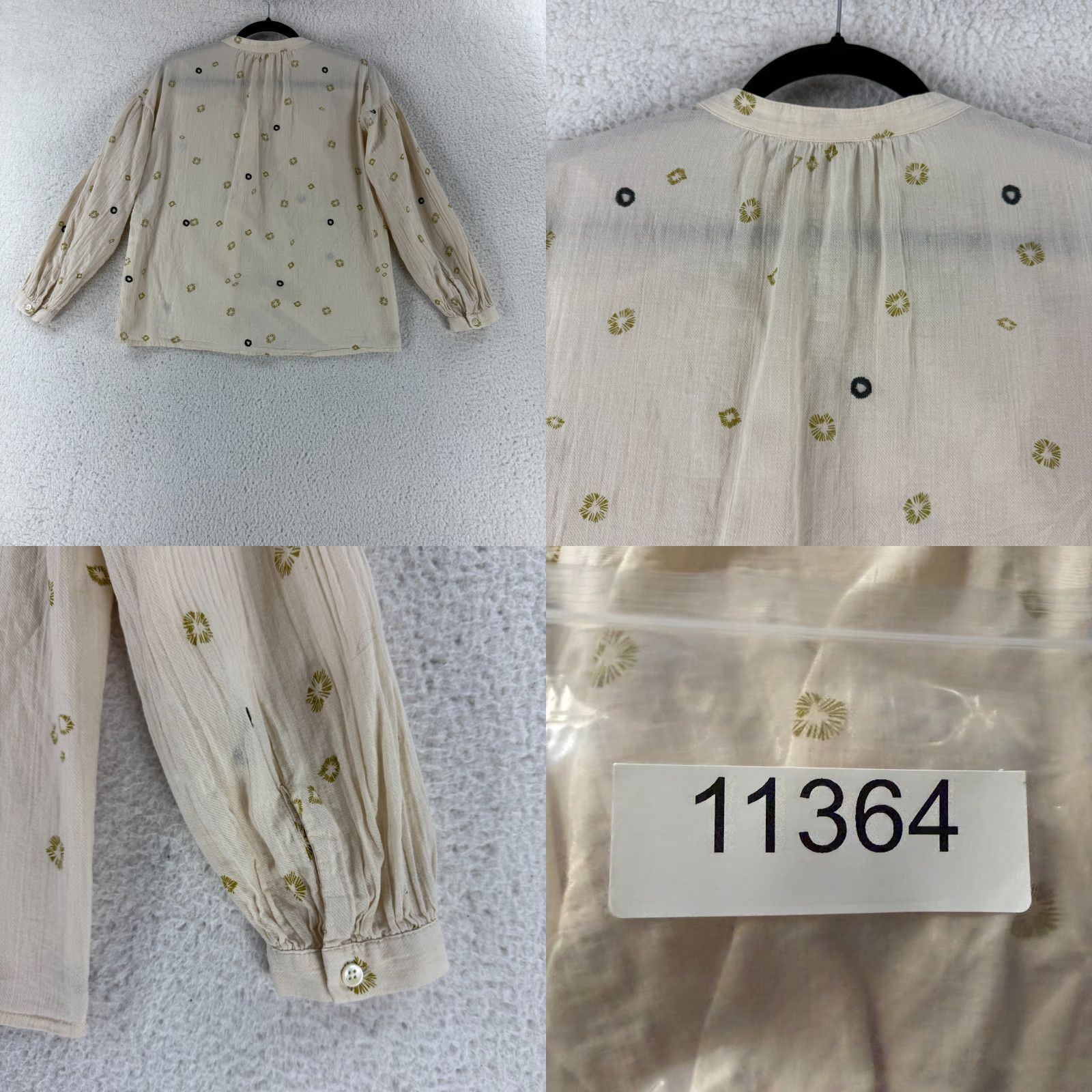CLOSED Closed Alexia Top Womens Small Ivory Button-Up Long Sleeve 100% Cotton Casual Size S / US 4 / IT 40 - 9 Thumbnail