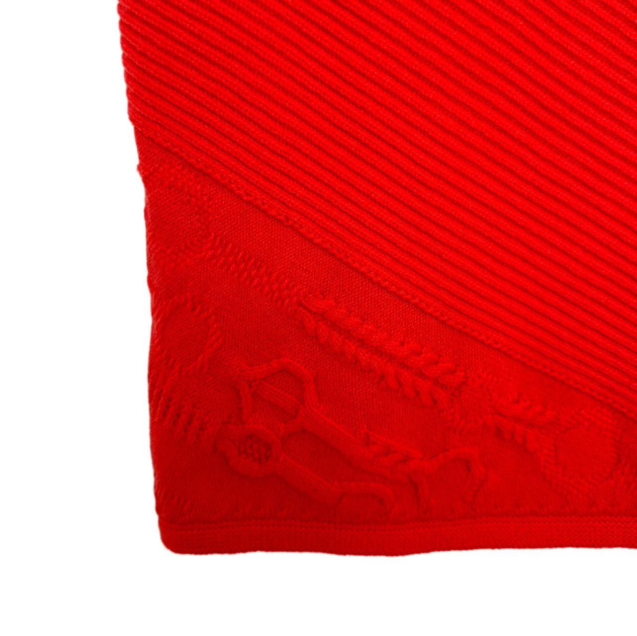 Hermes Hermes Red Jacquard Knit Short Sleeve Top K26WX Size XXS / US 00 / IT 34 - 4 Thumbnail