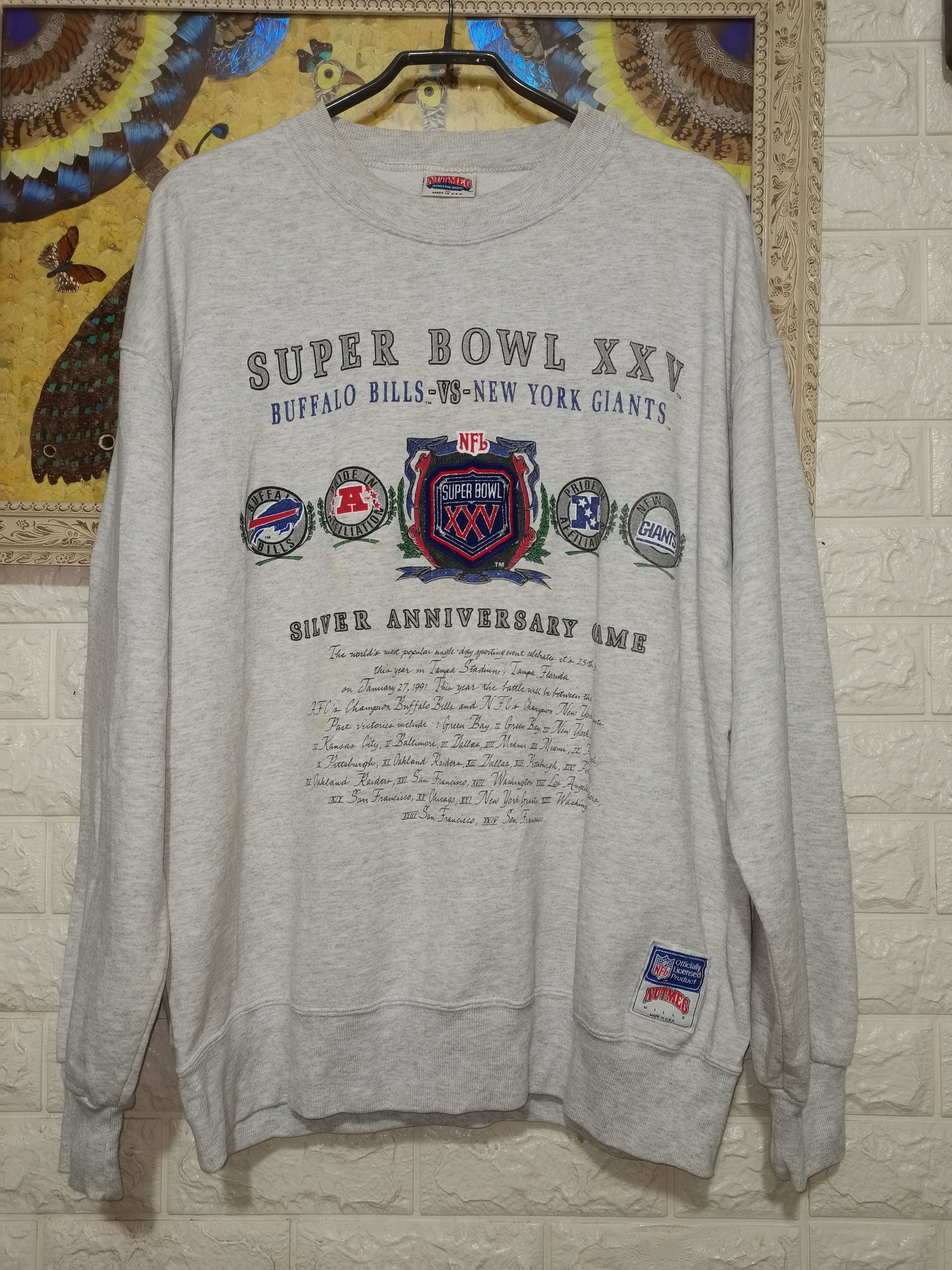 NFL × Vintage Superbowl 25 silver anniversary game 90s vintage sweatshirt Size US XL / EU 56 / 4 - 1 Thumbnail