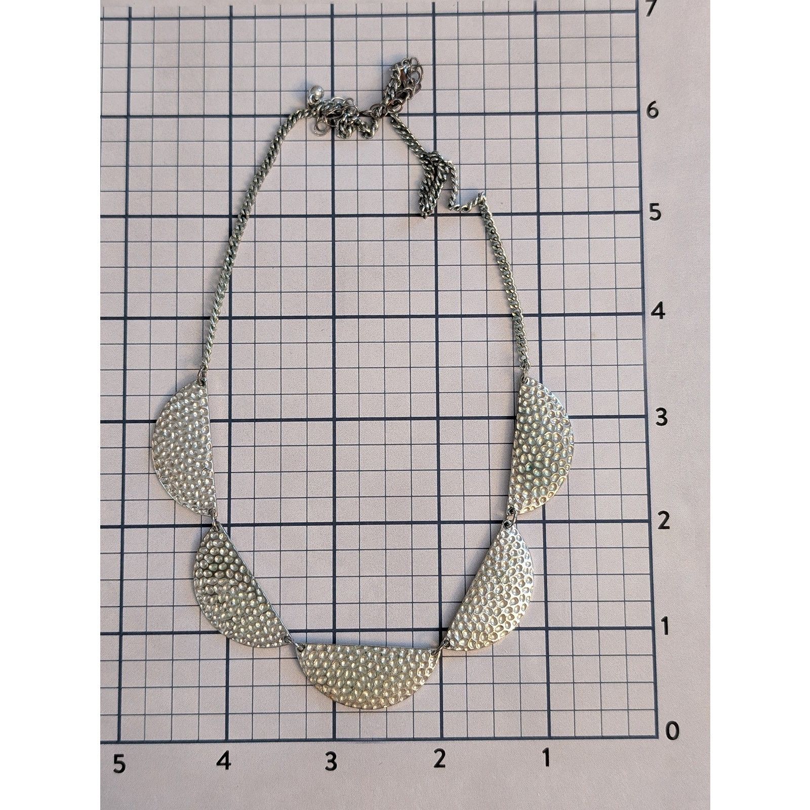 Vintage VTG 2000s 18" Silver-Tone Hammered Metal Half-Moon Necklace Size ONE SIZE - 6 Thumbnail