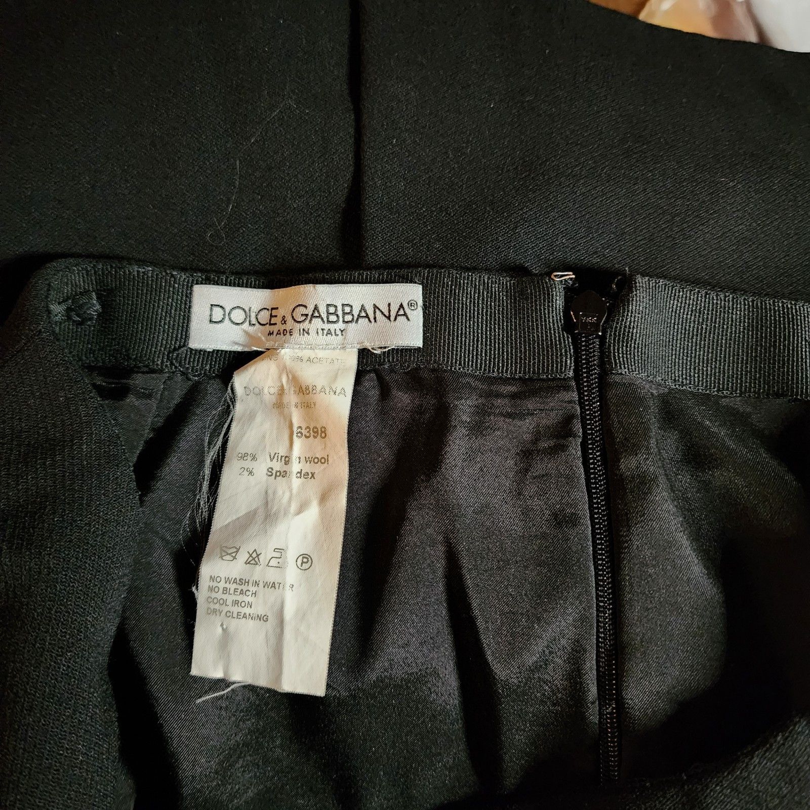 Dolce & Gabbana Dolce & Gabbana Skirt M Black Zip Acetate Wool Blend Size 30" / US 8 / IT 44 - 6 Thumbnail