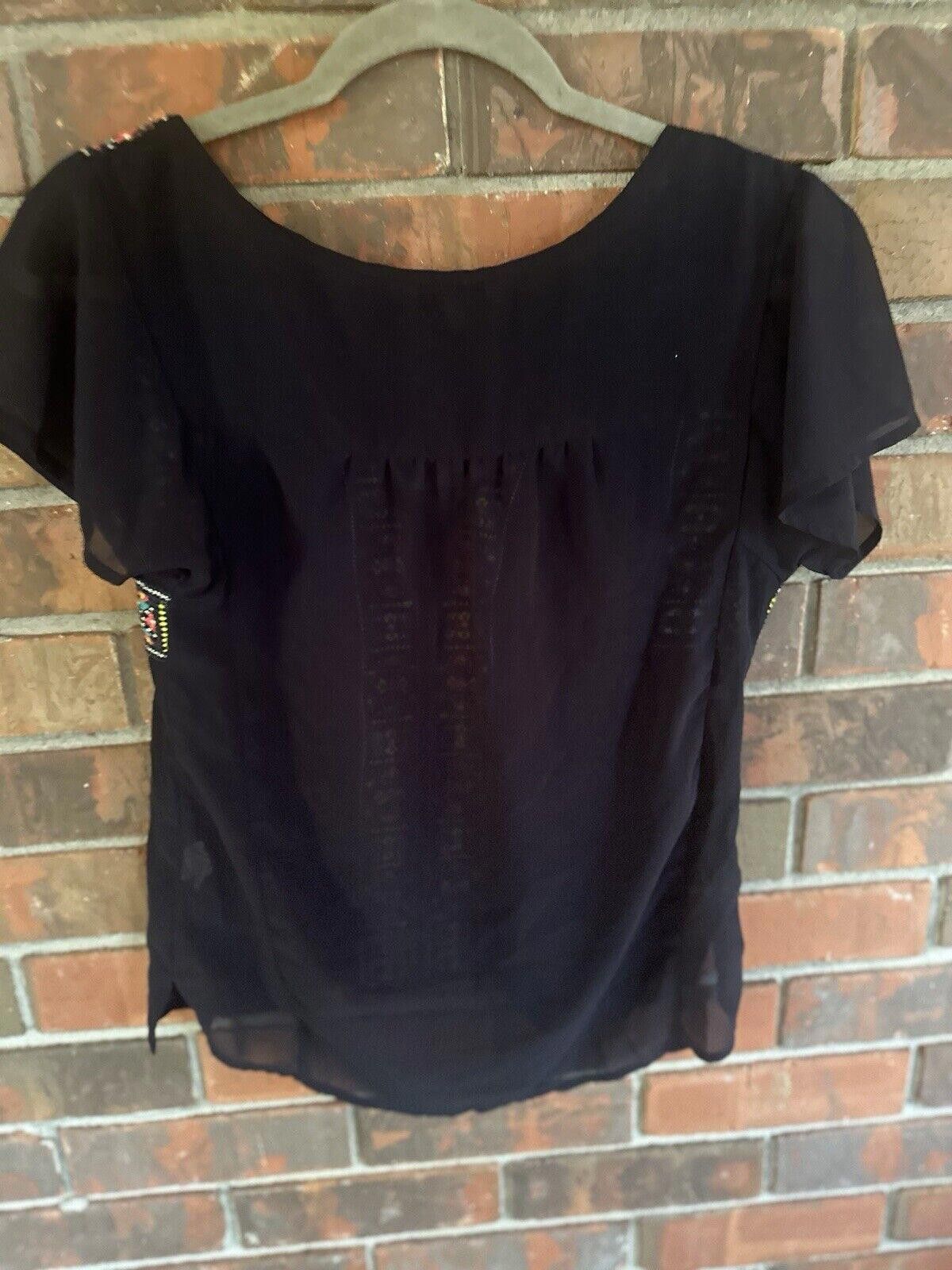Designer American Eagle Blue Short Sleeve Blouse Size XS Extra Small Size M / US 6-8 / IT 42-44 - 3 Thumbnail