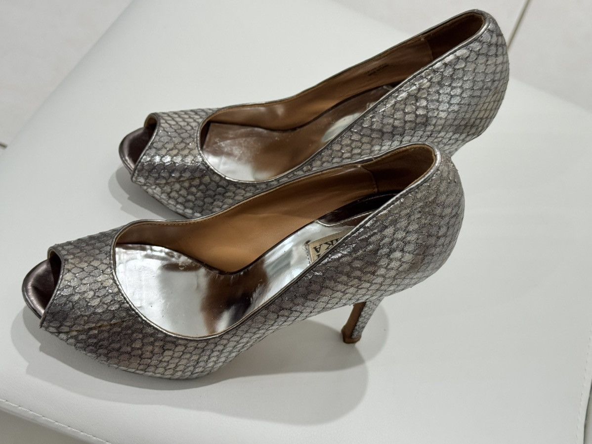 Badgley Mischka Badgley Mischka Silver Snake Print Leather Size US 8.5 / IT 38.5 - 5 Thumbnail
