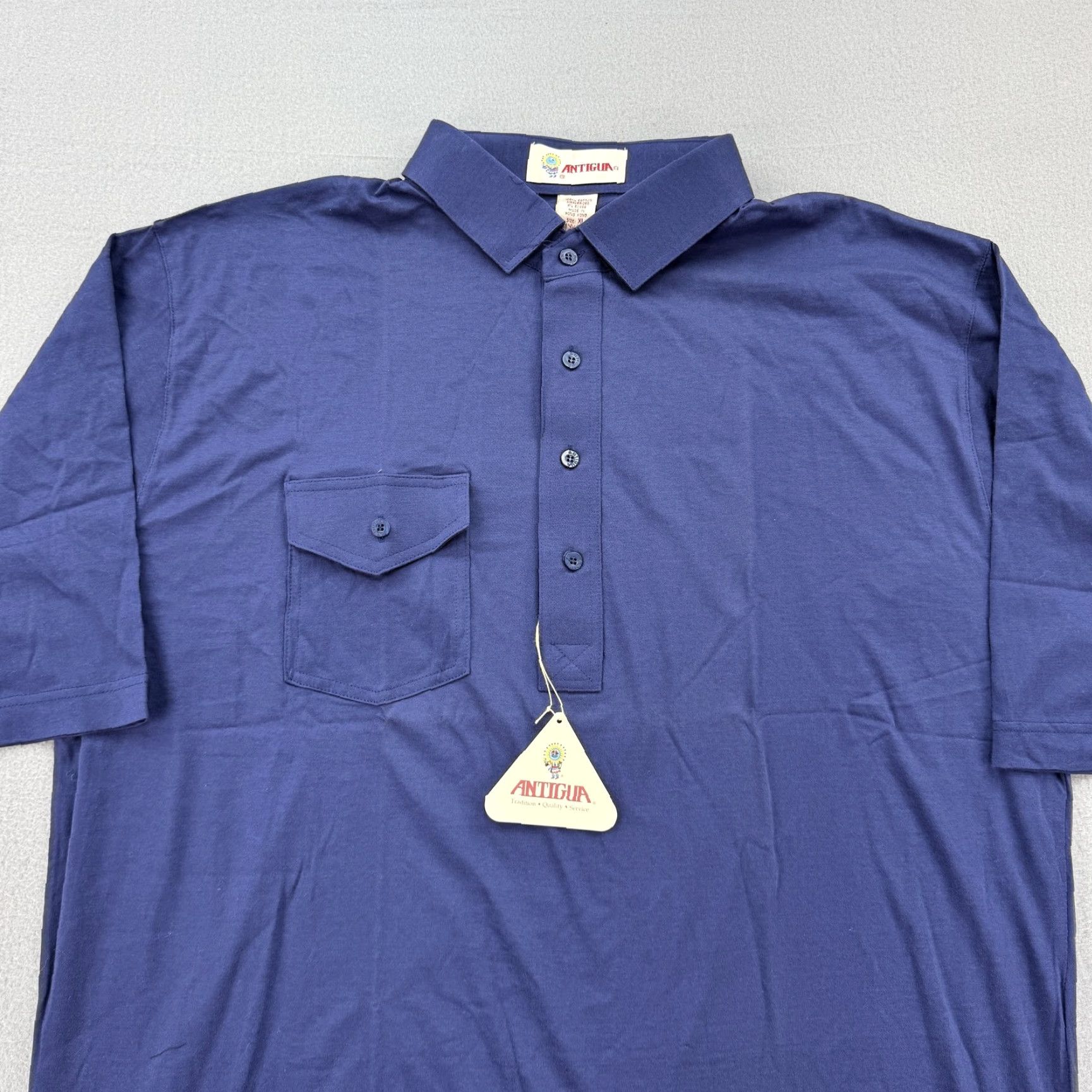 Vintage VINTAGE Antigua Shirt Mens XL Blue Polo Short Sleeve Pocket 100% Cotton 90s Size US XL / EU 56 / 4 - 2 Thumbnail
