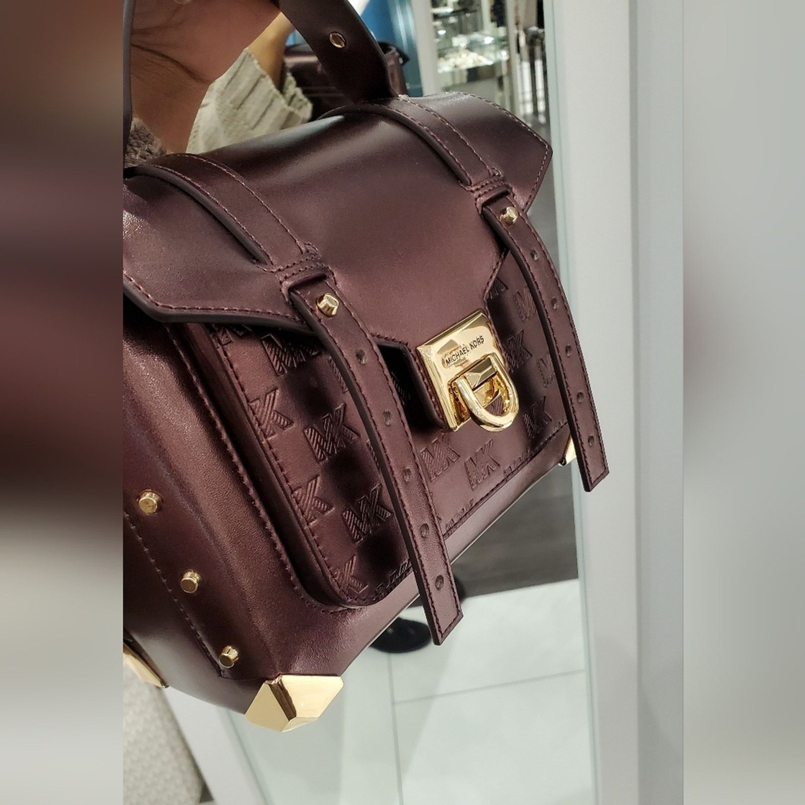 Michael Kors Michael Kors MANHATTAN MD Satchel Bordeaux Bronze Color Size ONE SIZE - 10 Thumbnail