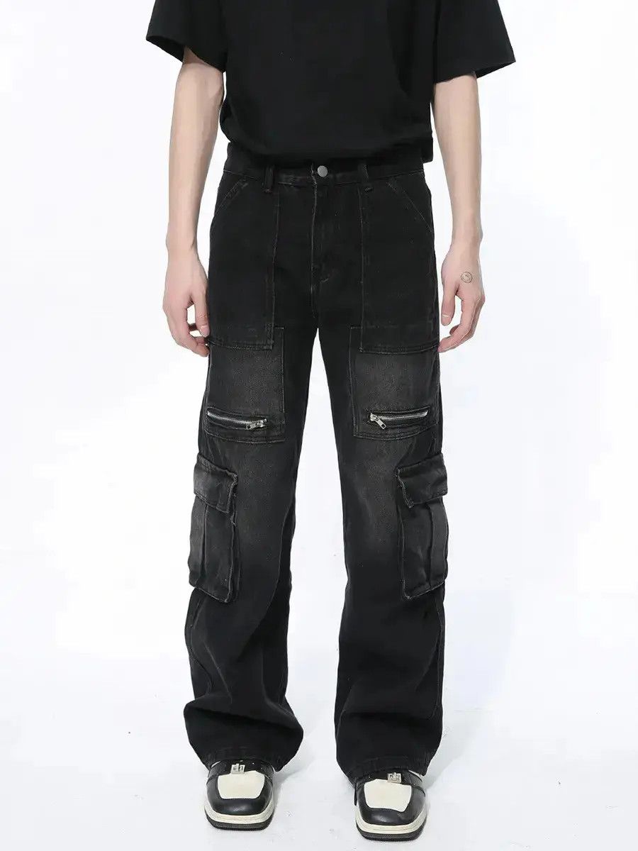 Japanese Brand Retro loose zipper pocket jeans Size US 32 / EU 48 - 6 Thumbnail