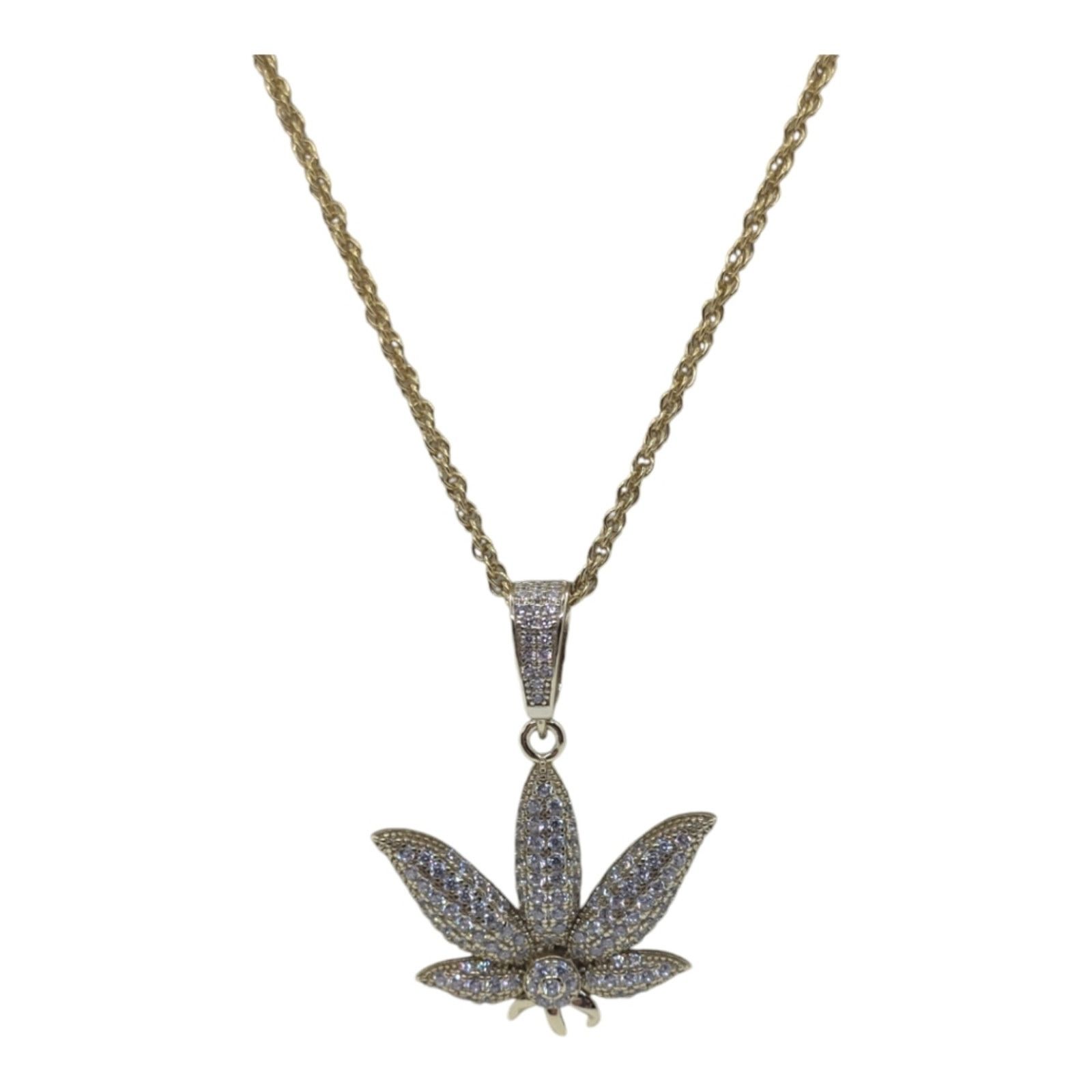 The Unbranded Brand 14 KT Gold Filled Medical Cannabis symbol and necklace Size ONE SIZE - 1 Thumbnail