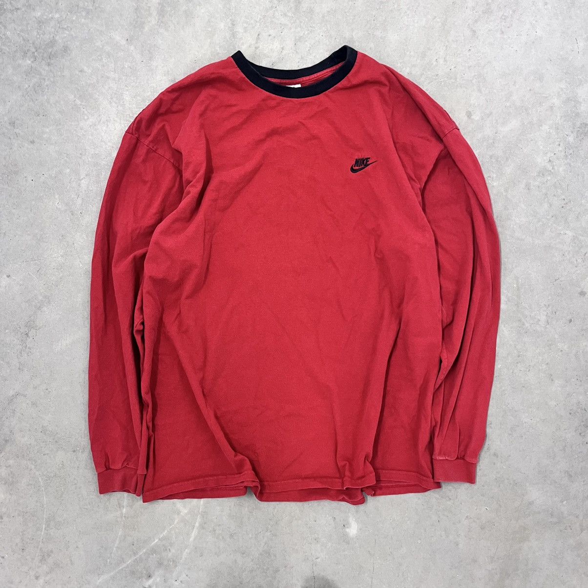 Nike × Vintage Crazy 2000s Y2K Nike Embroidered Red Ringer Long Sleeve XXL Size US XXL / EU 58 / 5 - 1 Thumbnail