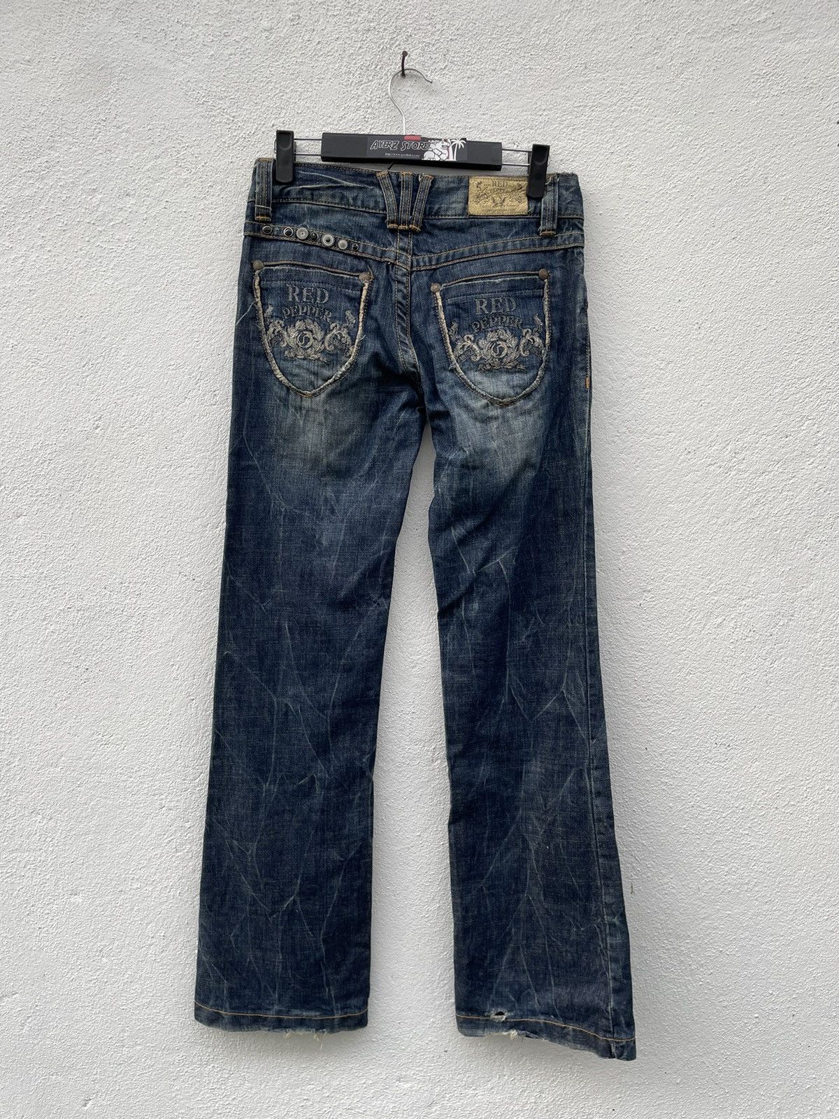 If Six Was Nine × Japanese Brand Vintage Y2K Red Pepper Gold Label Flare Low Rise Denim Jeans Size US 30 / EU 46 - 9 Thumbnail