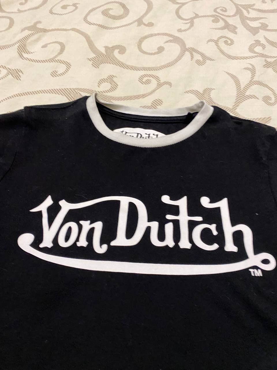 Von Dutch Vintage Y2K Von Dutch Logo Black Cropped Baby Tee Size XL / US 12-14 / IT 48-50 - 3 Thumbnail