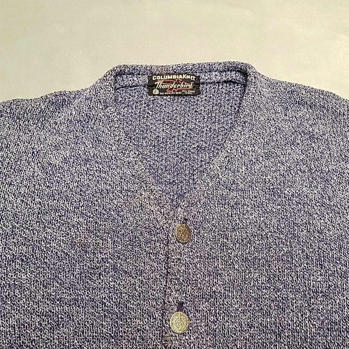 Vintage VINTAGE ColumbiaKnit Thunderbird Cardigan Mens M Blue All Wool Knit Button USA Size US M / EU 48-50 / 2 - 3 Thumbnail