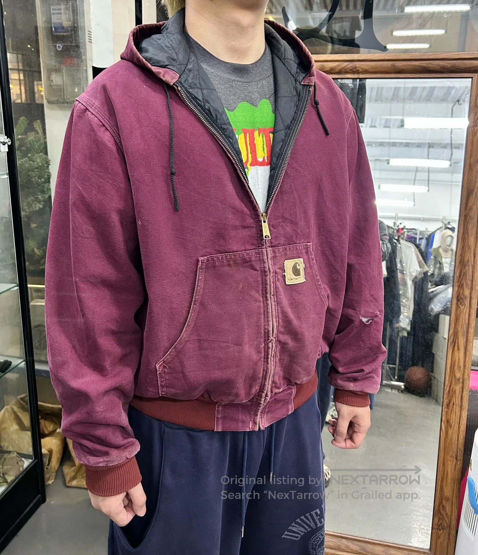 Vintage Vintage Carhartt J68 90s Red Hooded Jacket. Size US M / EU 48-50 / 2 - 6 Thumbnail