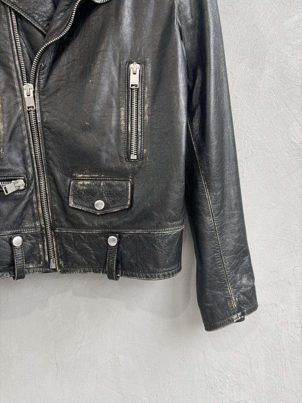Saint Laurent Paris Saint Laurent FW16 L01 calfskin distressed leather jacket Size US S / EU 44-46 / 1 - 6 Thumbnail