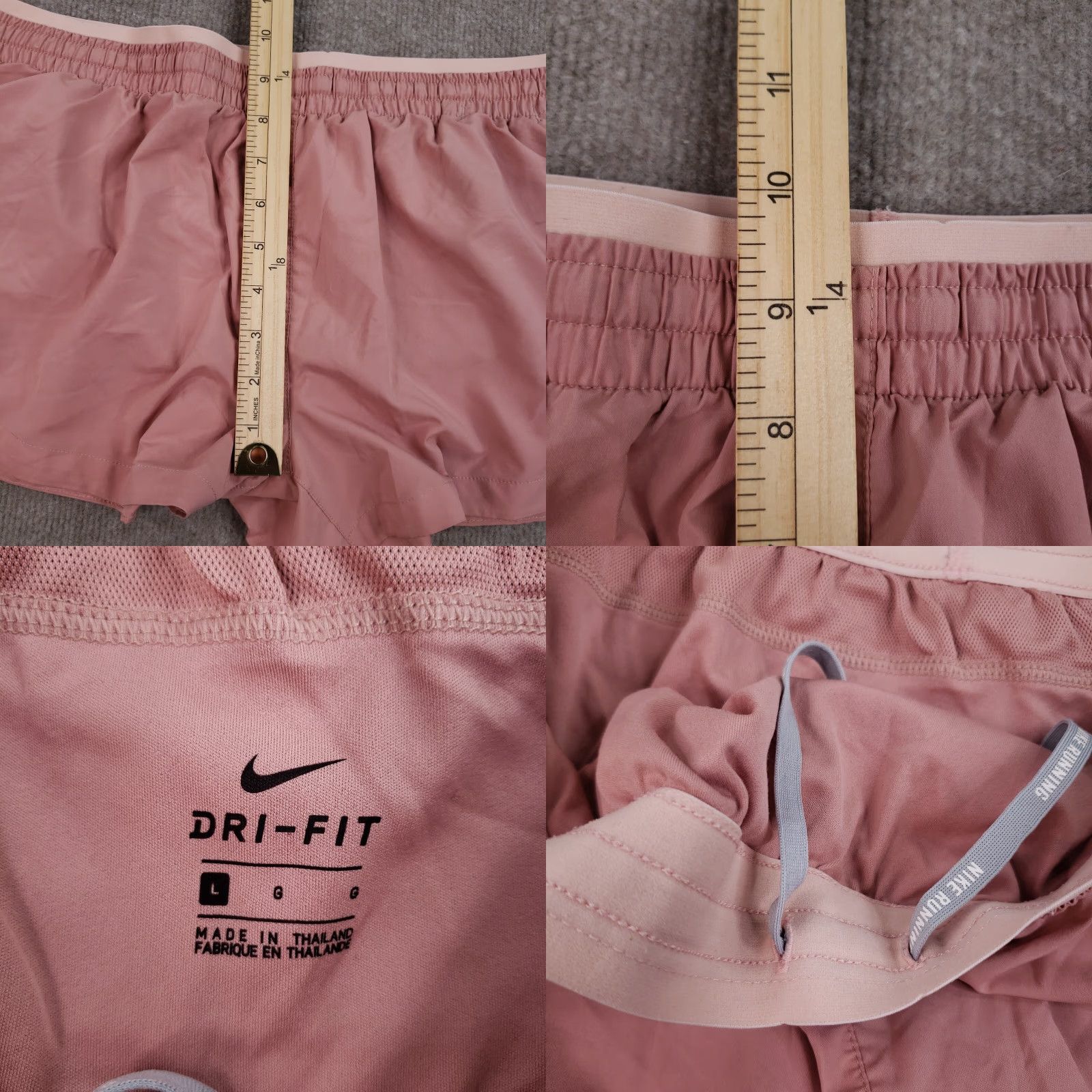 Nike Nike Women's Pink Dri-Fit Running Shorts Large Elastic Waist Drawstring Athletic Breathable Size 33" - 8 Thumbnail