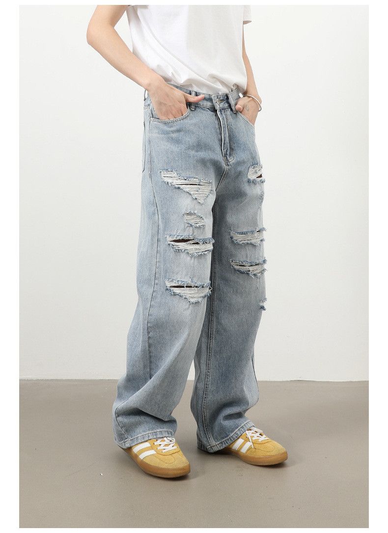 Vintage American retro washed men's loose high street ripped jeans Size US 32 / EU 48 - 3 Thumbnail