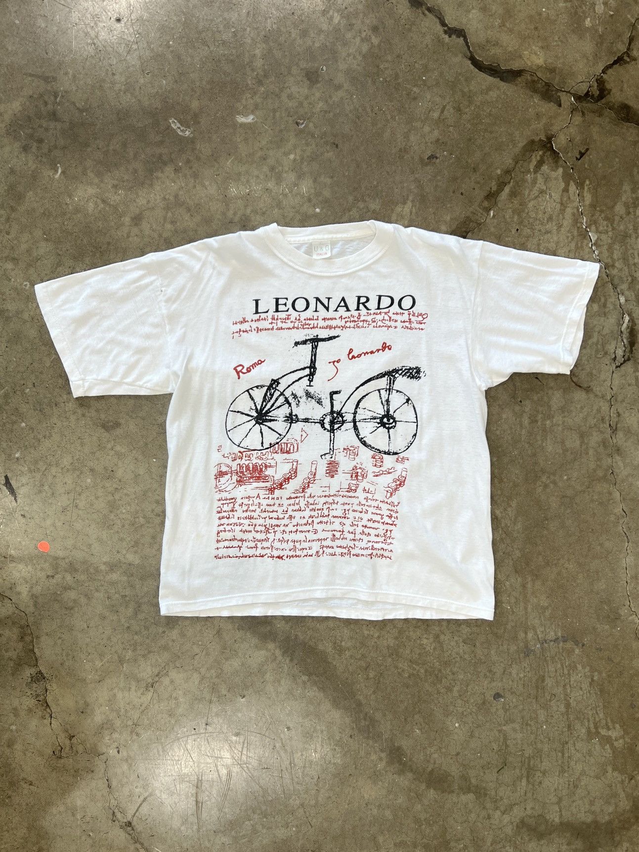 Vintage Vintage Leonardo Da Vinci Roma Bicycle Drawing Tee XL Size US XL / EU 56 / 4 - 2 Thumbnail