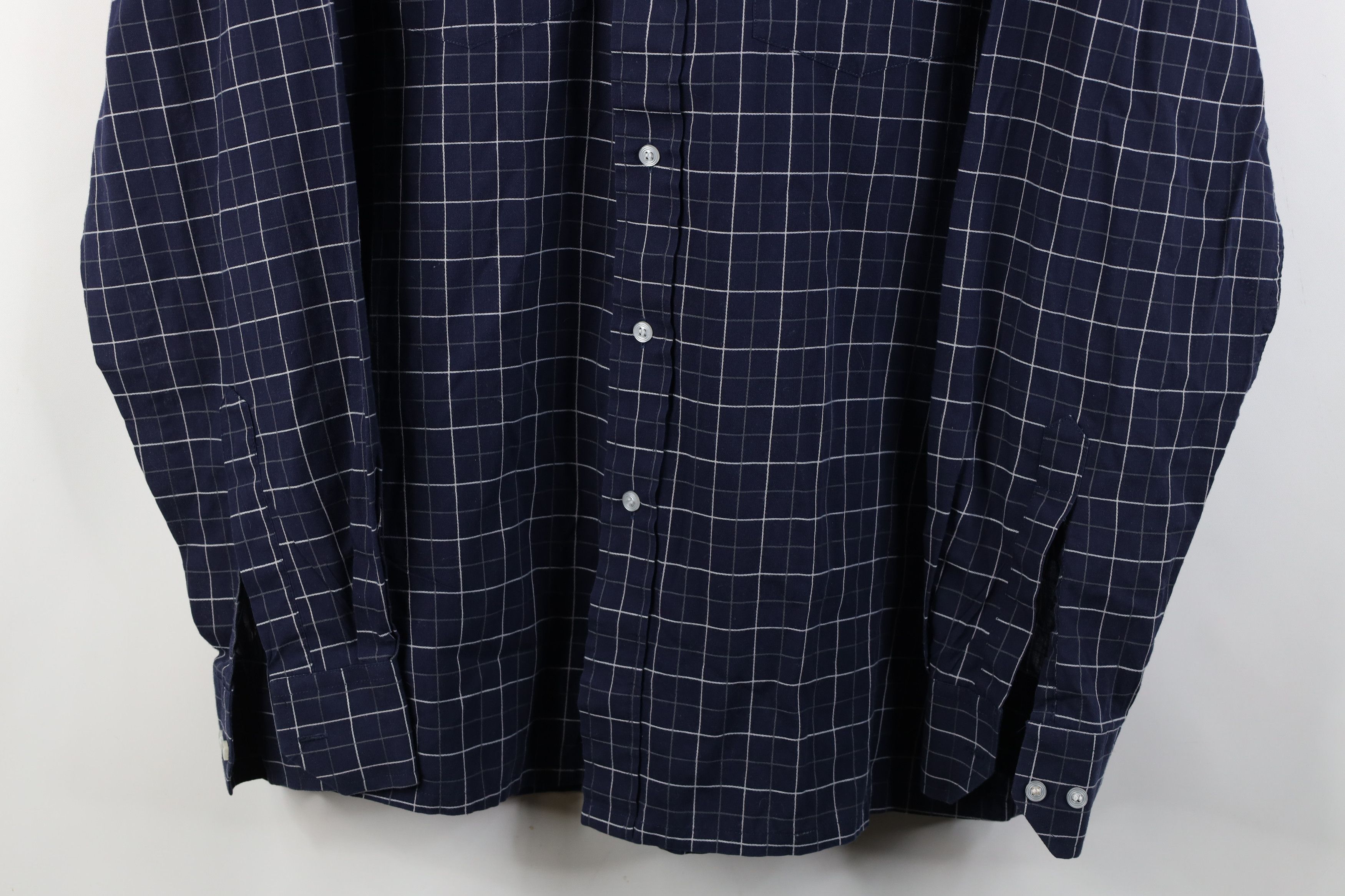 Givenchy Vintage 90s Givenchy Knit Collared Button Shirt Blue Plaid Size US M / EU 48-50 / 2 - 3 Thumbnail