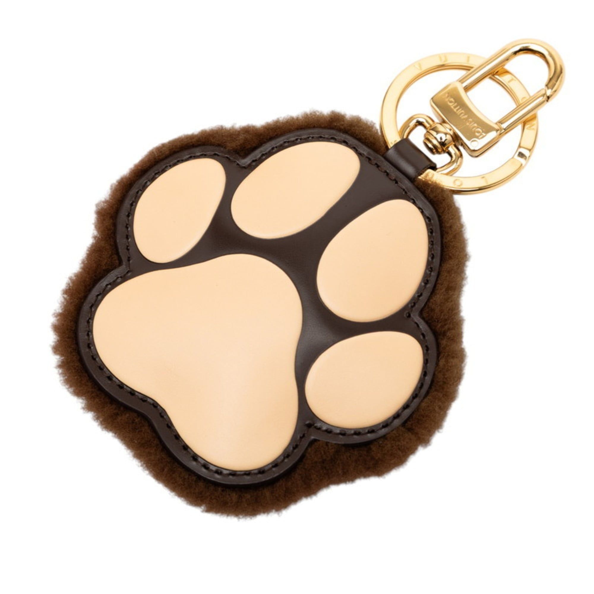 Louis Vuitton Monogram Keychain LV Pau Keyring M02292 Brown Wool Leather Women's LOUIS VUITTON