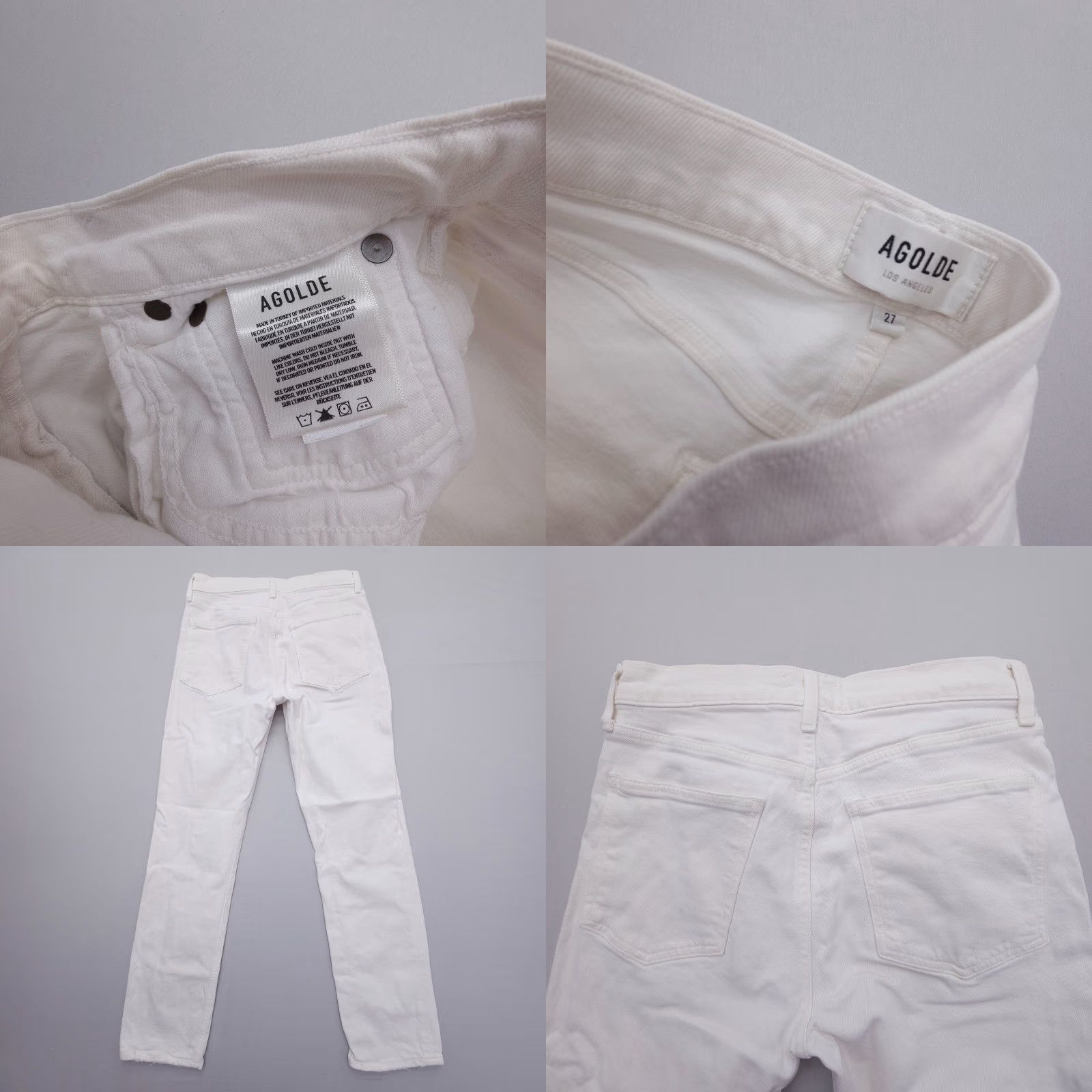 Agolde AGOLDE Willow Mid Rise Slim Straight Cropped Jeans Women 27 White Light Wash Denim 5-Pocket Stretch Size 27" / US 4 / IT 40 - 8 Thumbnail